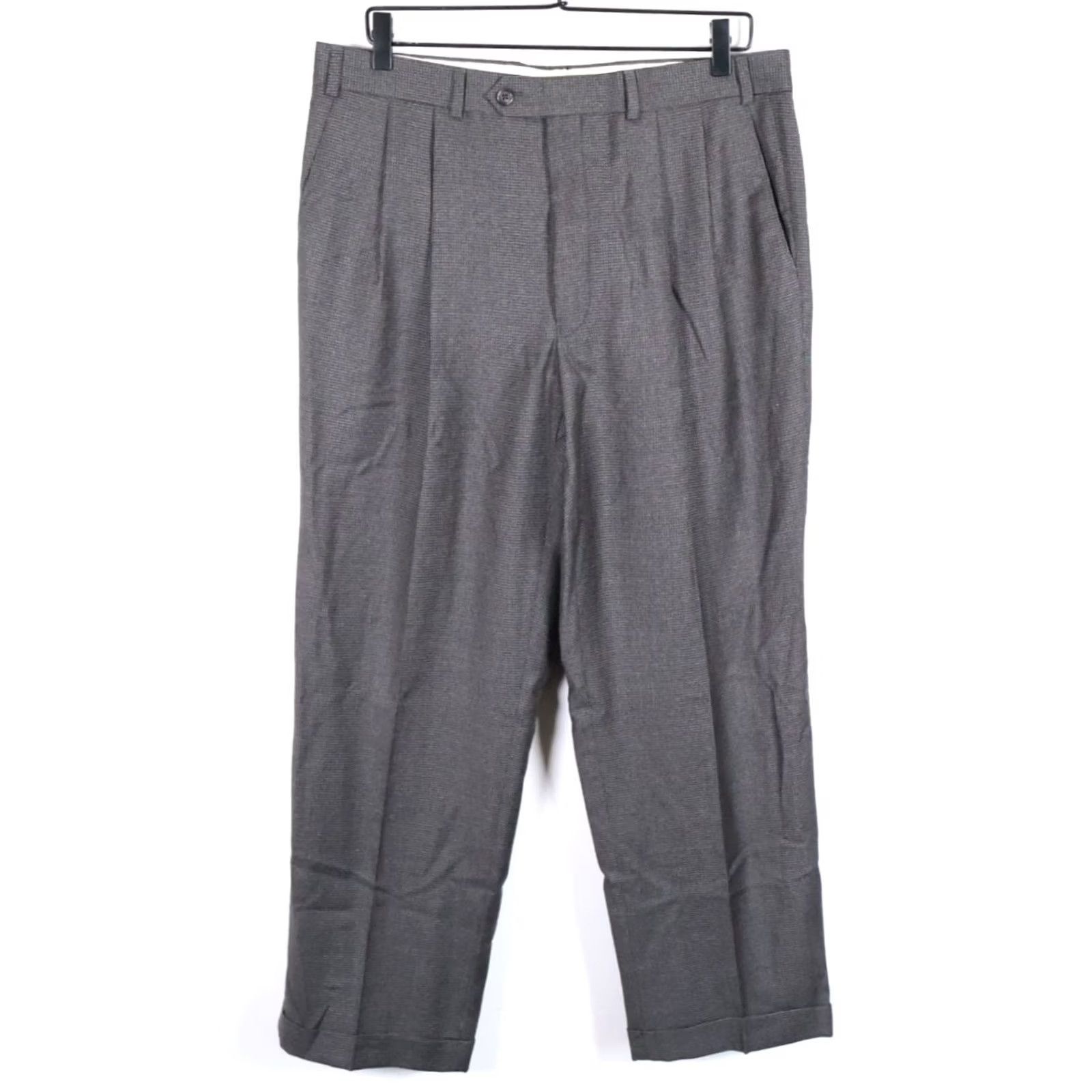 Ralph Lauren Lauren Ralph Lauren Wool Pleated Pants Men's 34 x 29 Gray Houndstooth Cuffed Size US 34 / EU 50 - 2 Thumbnail