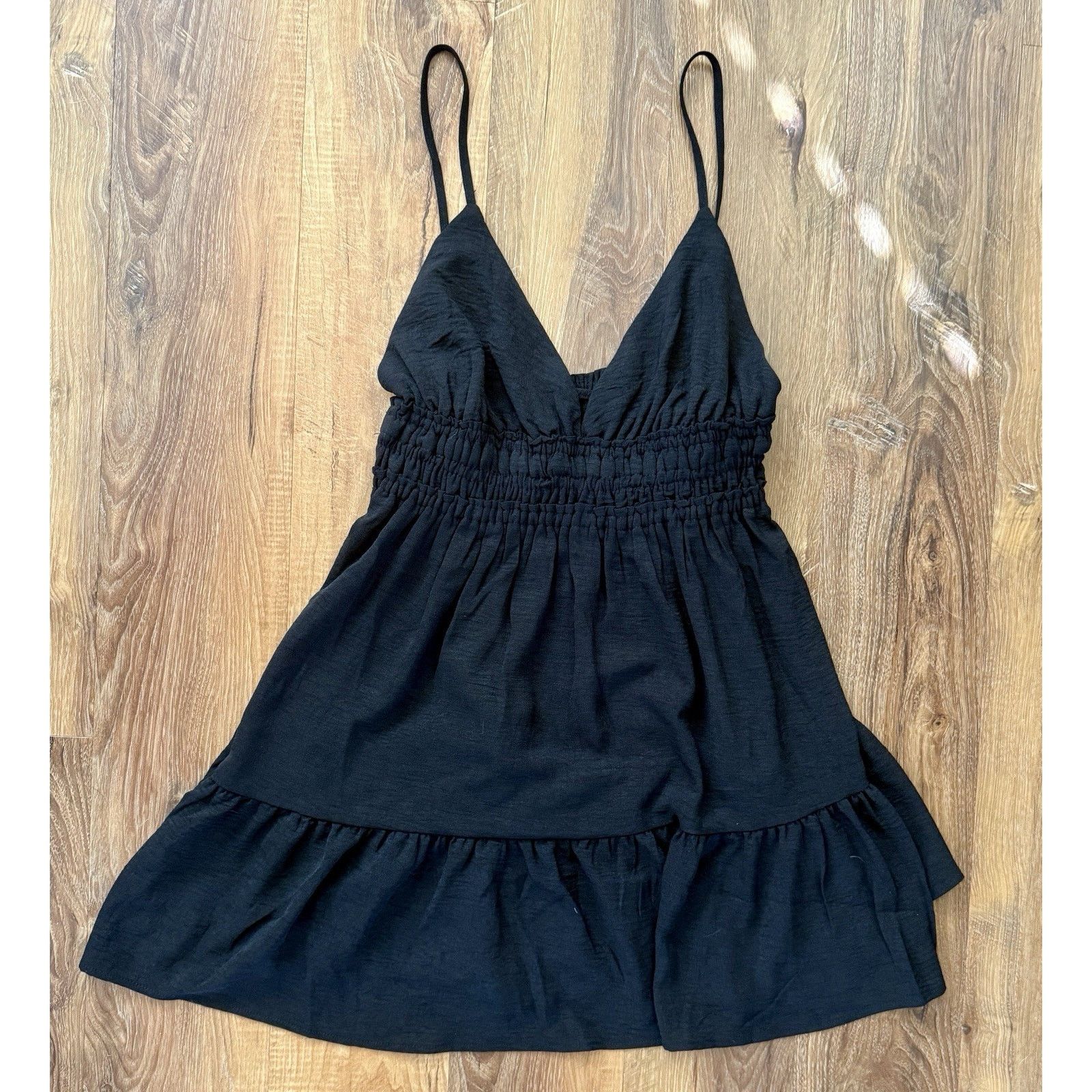 Other Inspired Hearts Black Mini Dress Sleeveless Smocked Casual Size XL / US 12-14 / IT 48-50 - 2 Thumbnail