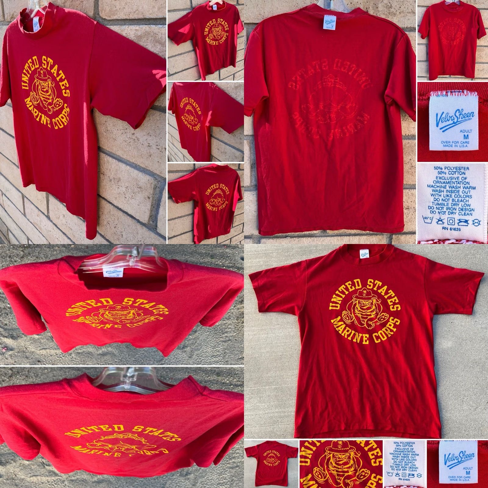 Velva Sheen VINTAGE Velva Sheen United States Marine Corps Bulldog Coming Going T Shirt USA Red M Mens graphic Print Crew Neck Short Sleeve 50/50 Vintage Size US M / EU 48-50 / 2 - 9 Thumbnail