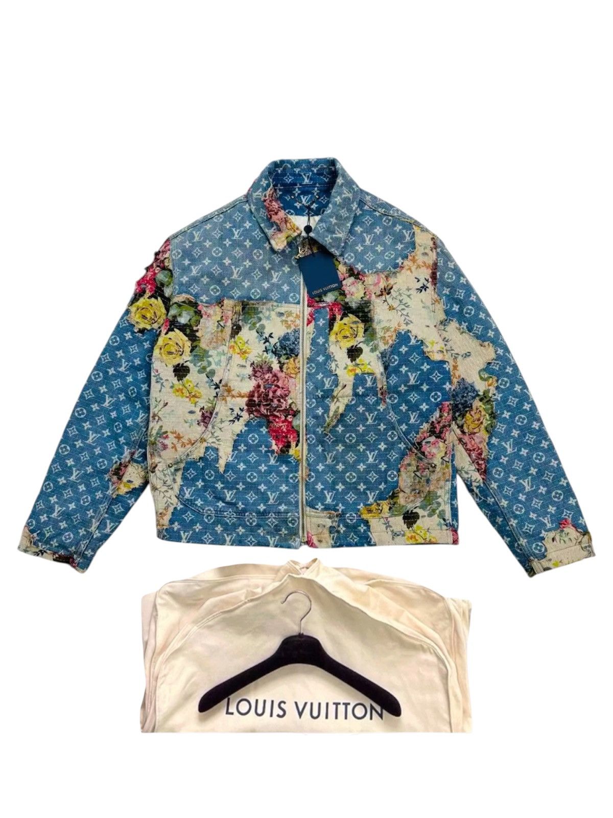 Louis Vuitton Louis Vuitton 48 Destroyed Floral Monogram Denim Jacket Size US M / EU 48-50 / 2 - 1 Thumbnail