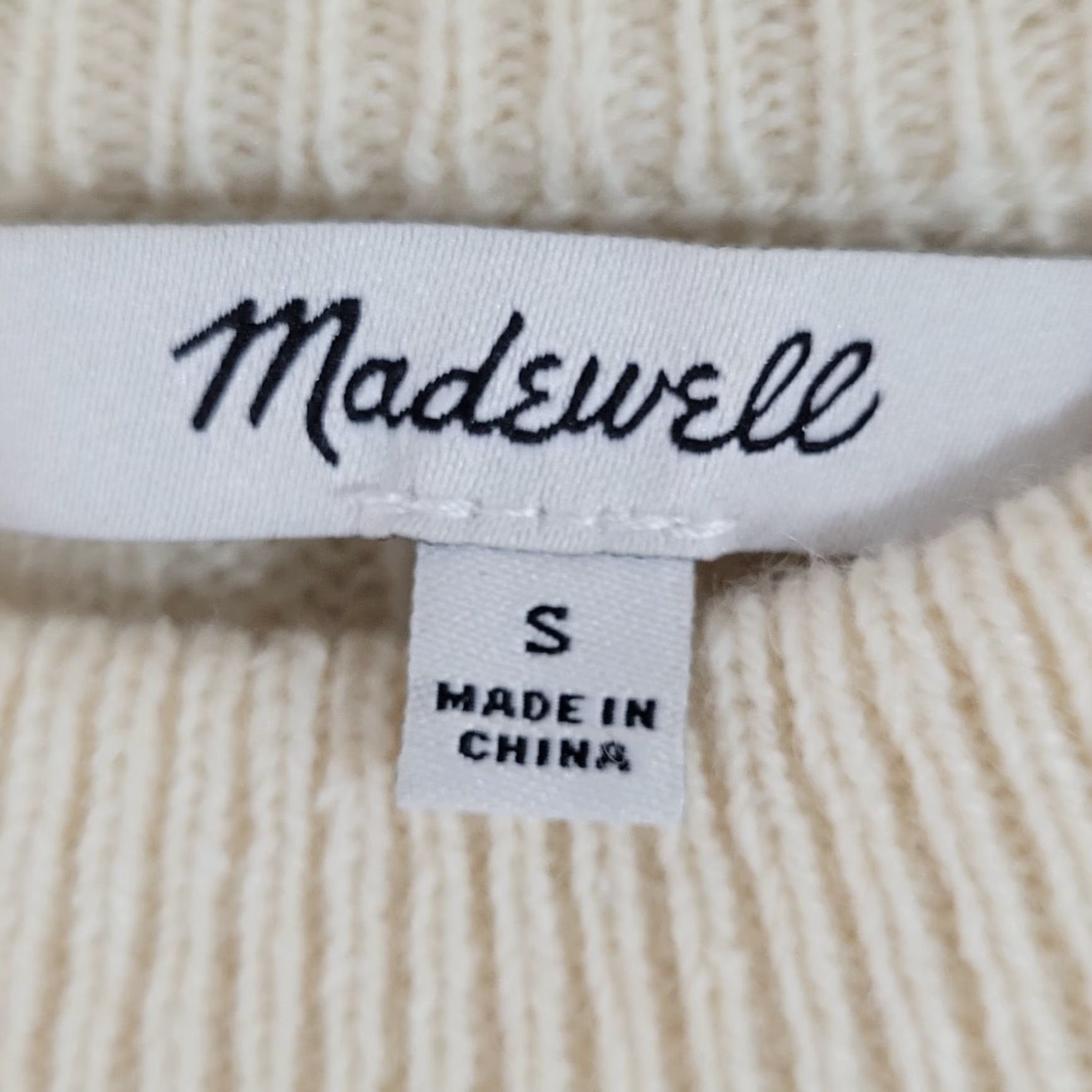 Madewell Madewell Sweater Ivory Wool Blend Ribbed Boxy Pullover Crew Neck Size Small S Size S / US 4 / IT 40 - 3 Thumbnail