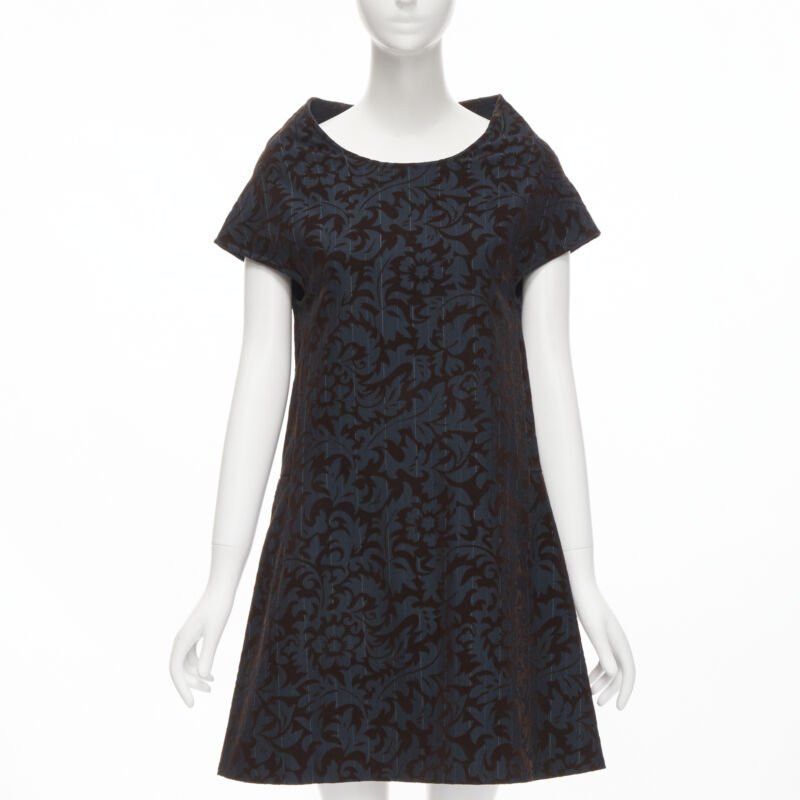 Comme des Garcons vintage COMME DES GARCONS 1996 blue pinstripe brown floral devore A-line dress S Size S / US 4 / IT 40 - 1 Thumbnail