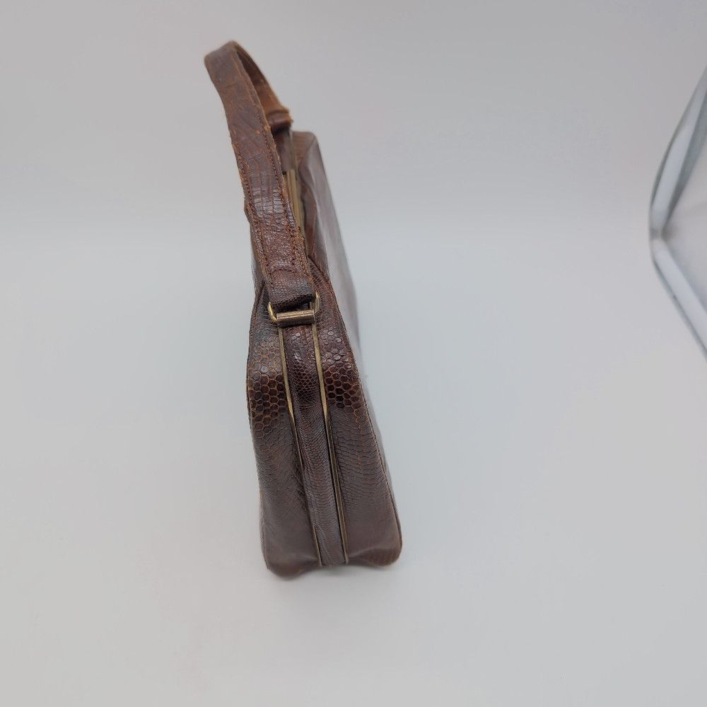Vintage Deitsch Brown Lizard Reptile Leather Handbag 1950s Vintage Size ONE SIZE - 6 Thumbnail