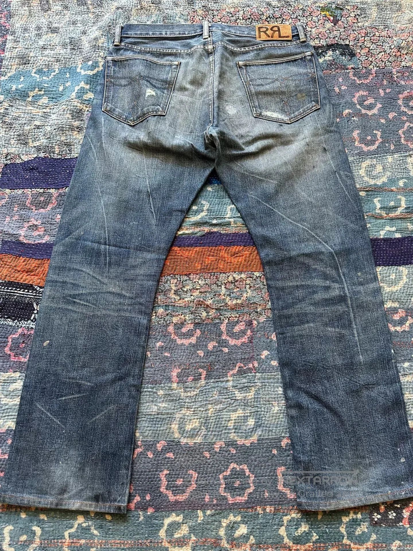 RRL Ralph Lauren rrl slim boot cut distressed denim pants. Size US 33 - 2 Thumbnail