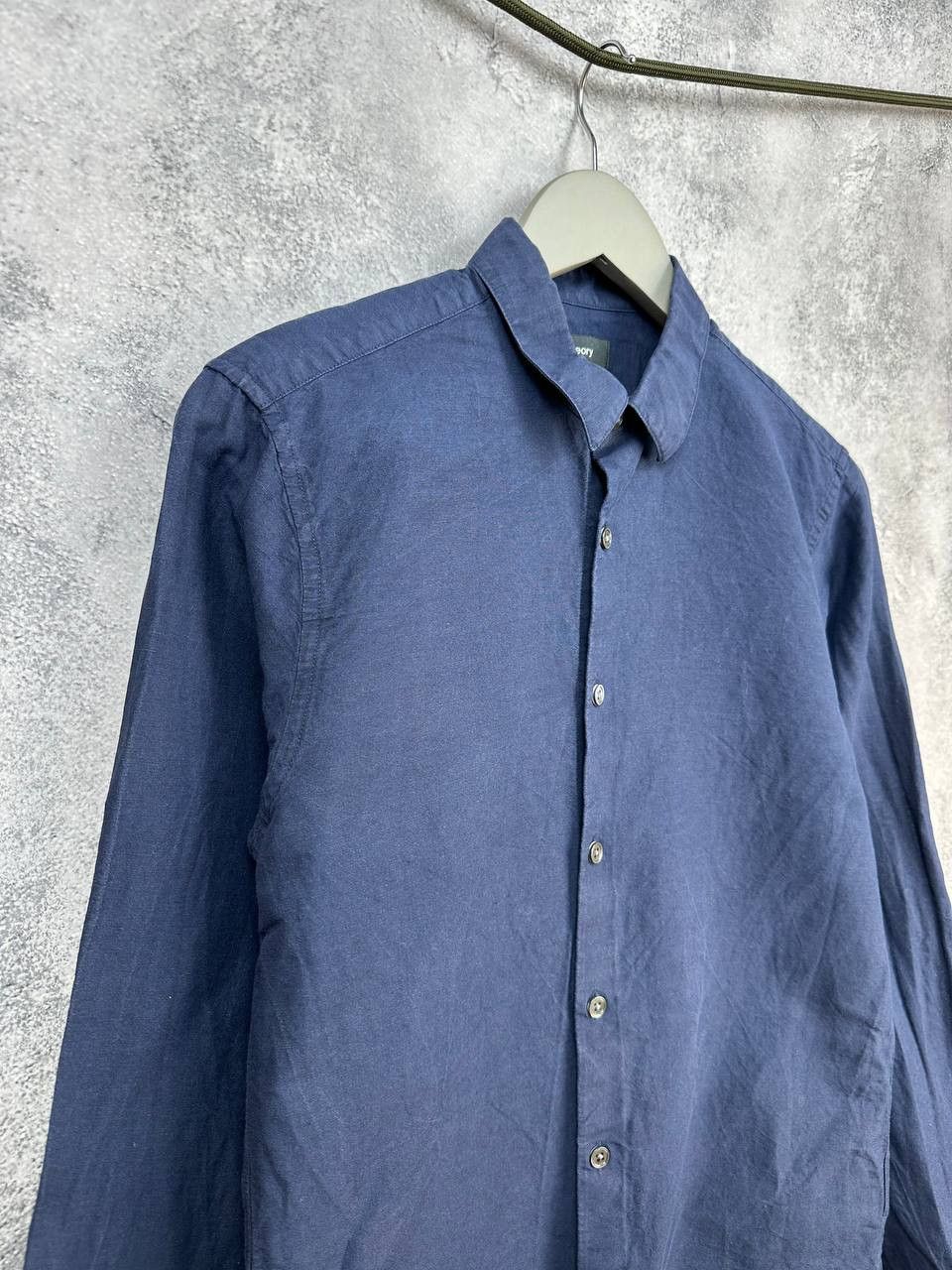 Theory Theory Irving Ramiro Linen Cotton Shirt Navy Blue Size US XS / EU 42 / 0 - 3 Thumbnail