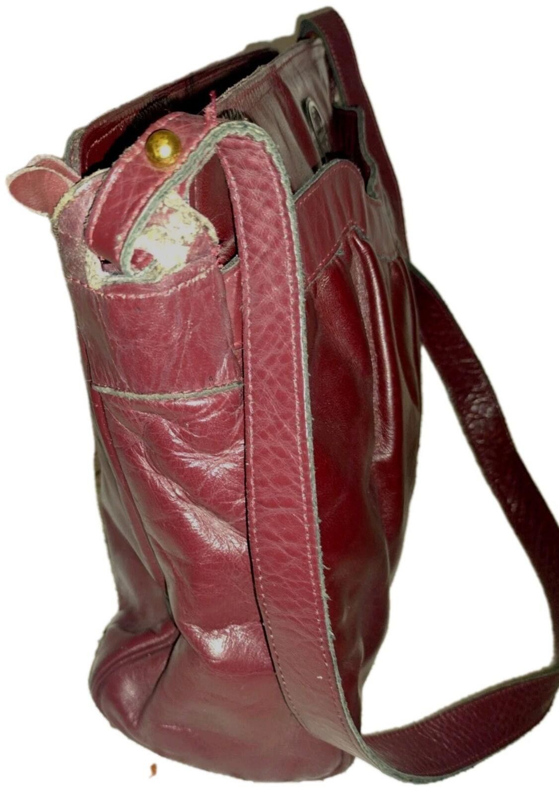 Etienne Aigner VTG 70s Aigner Burgundy Leather Shoulder Bag Chunky A Size ONE SIZE - 8 Thumbnail