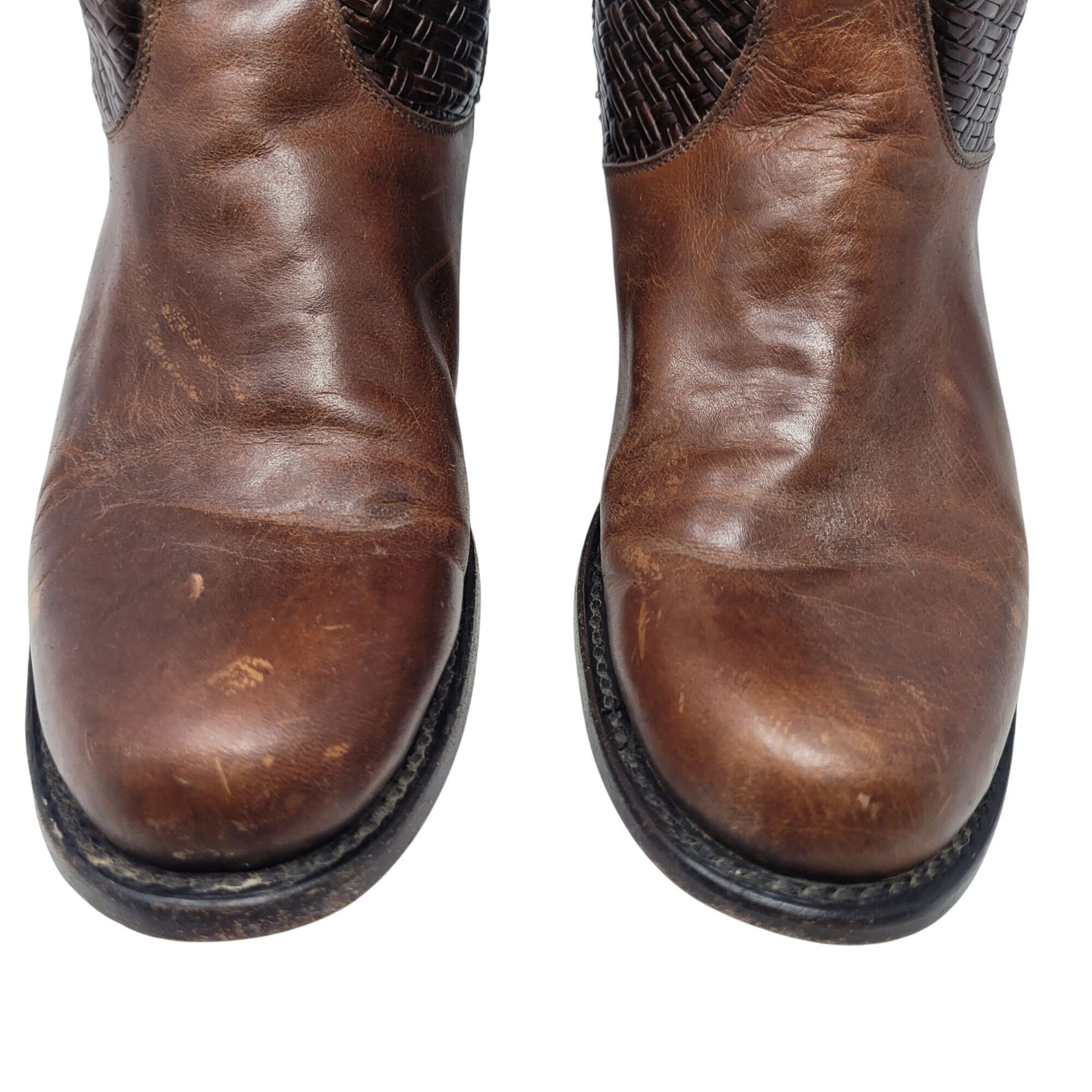 Stetson Vtg Stetson Knee-High Brown Woven Leather Equestrian Boots S Size US 8.5 / IT 38.5 - 8 Thumbnail