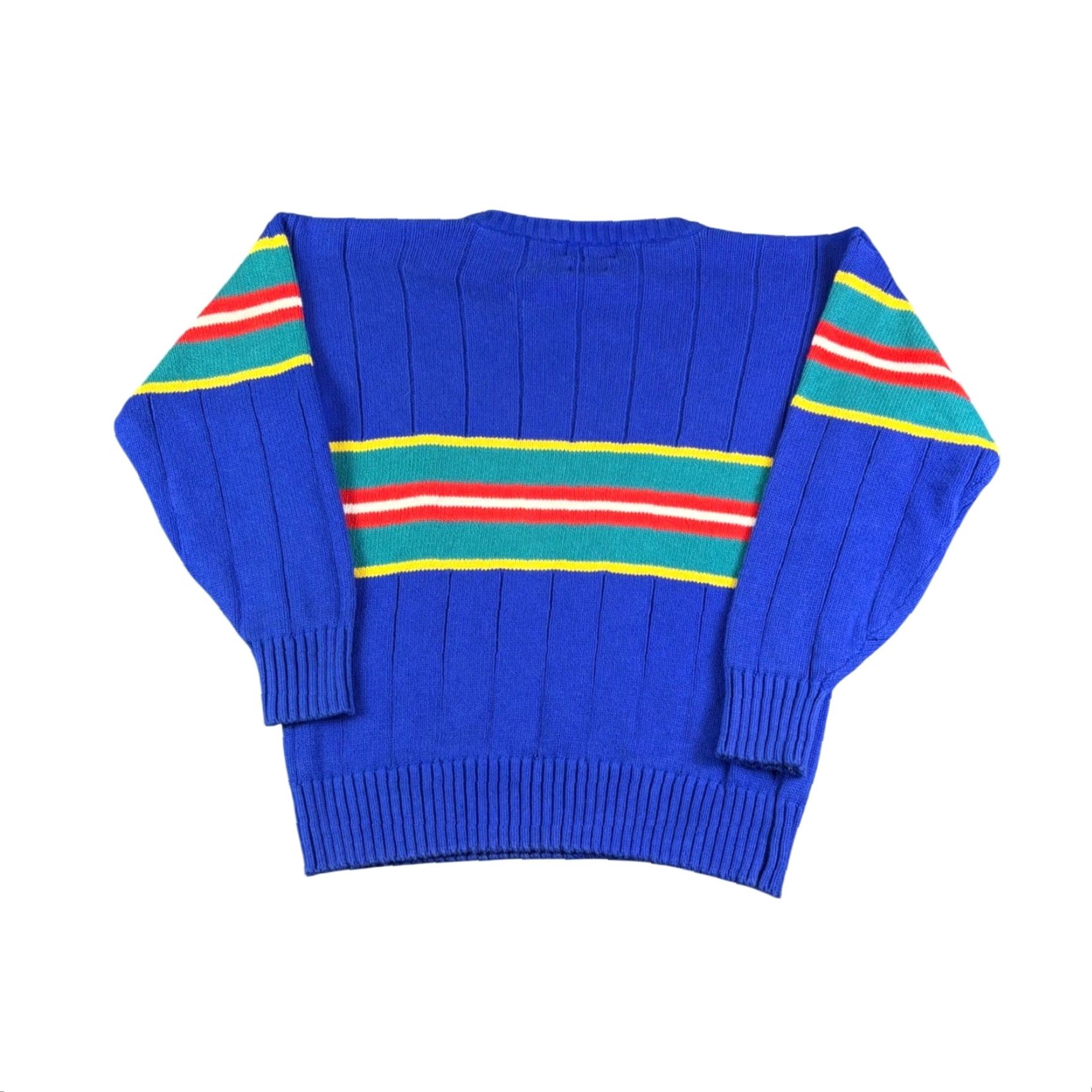 Vintage VINTAGE Club Run Sport Sweater Mens Blue Striped Cotton Crew Neck Size M 90s Size US M / EU 48-50 / 2 - 2 Thumbnail