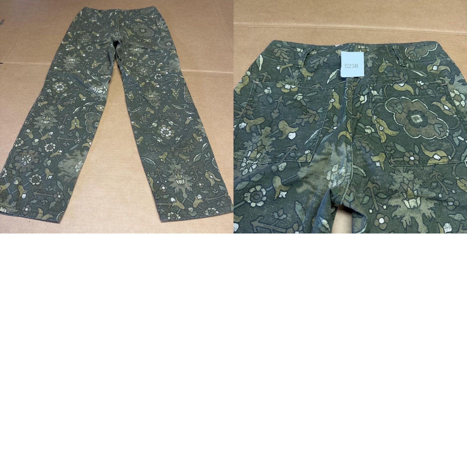 Anthropologie Anthropologie Pants Womens 27 Green Floral Twill Chino Relaxed Straight Pockets Button Fly Spring Casual Mens Womens Girls Boys? Size 27" / US 4 / IT 40 - 9 Thumbnail