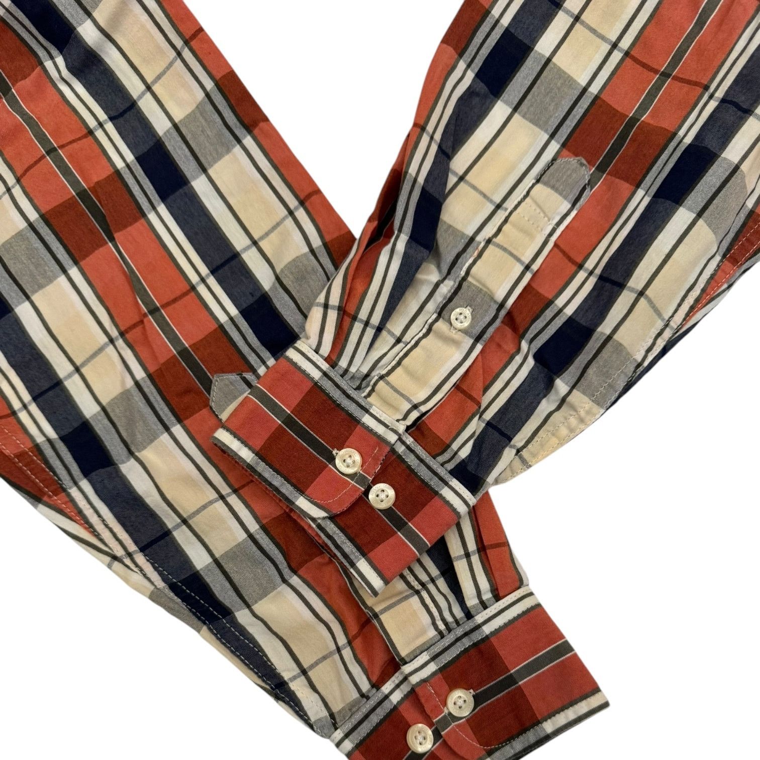 U.S. Polo Assn. US Polo Assn Orange White Blue Stretch Plaid Dress Shirt LG Size US L / EU 52-54 / 3 - 3 Thumbnail