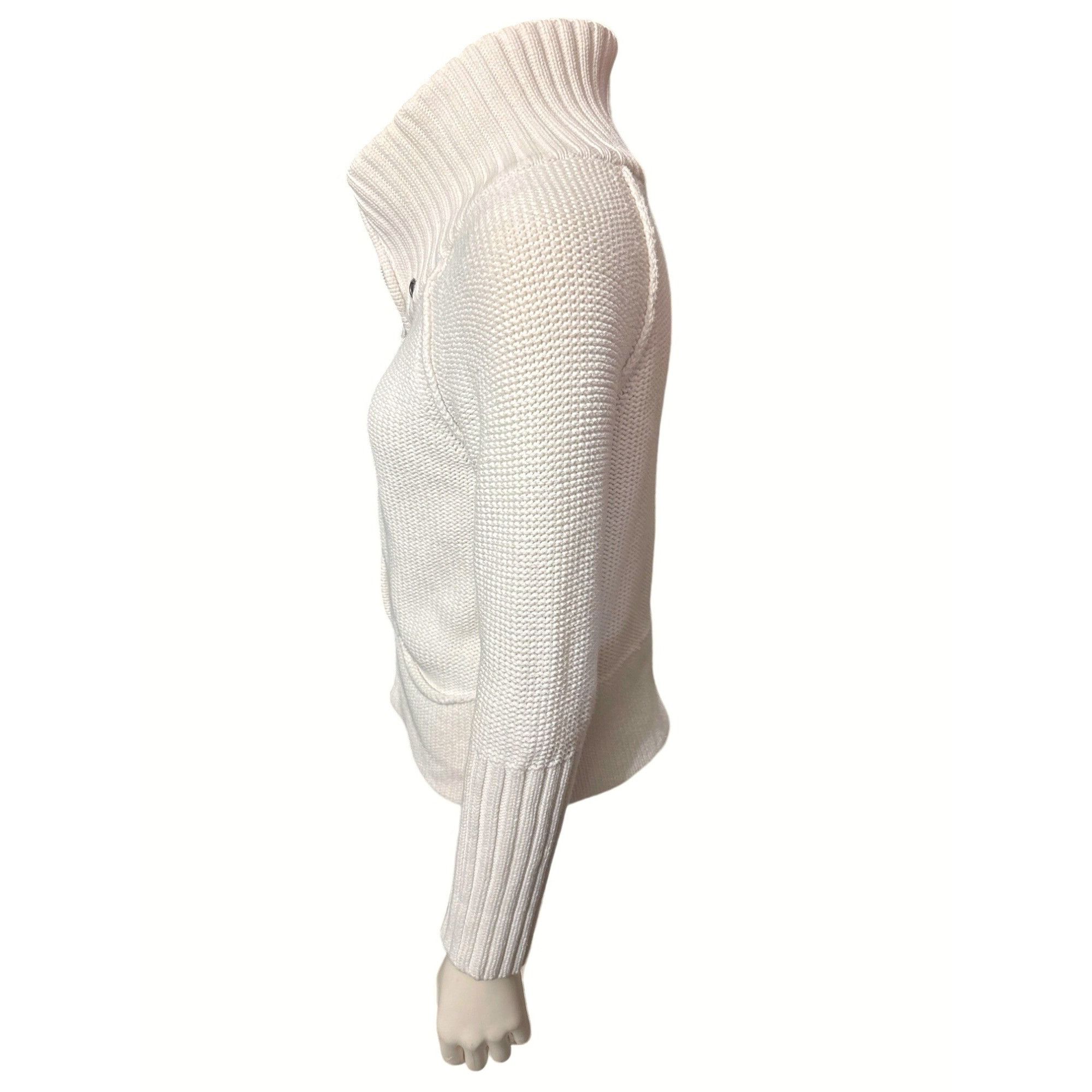 American Eagle Outfitters American Eagle Outfitters White Cotton Knit Zip Sweater With Size S / US 4 / IT 40 - 2 Thumbnail
