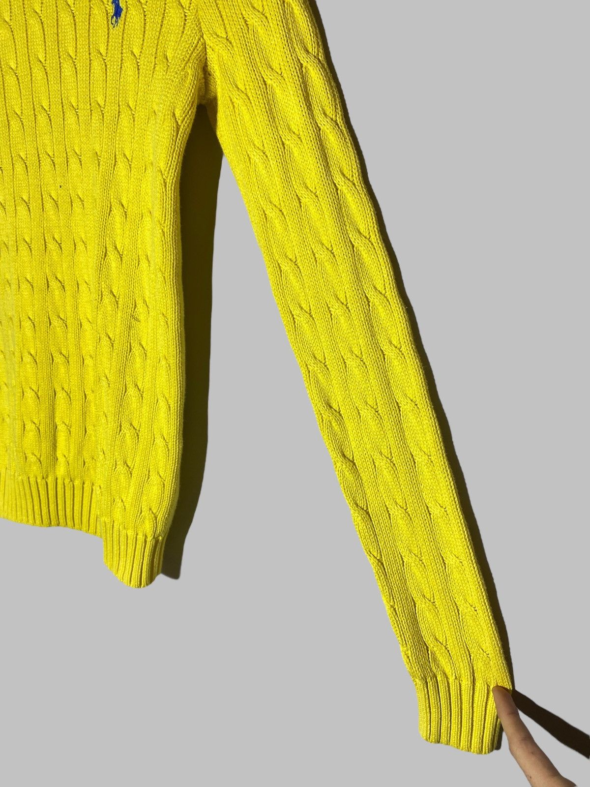 Polo Ralph Lauren 🔥 00s POLO RALPH LAUREN BRIGHT YELLOW CABLE KNIT SWEATER Size US S / EU 44-46 / 1 - 5 Thumbnail