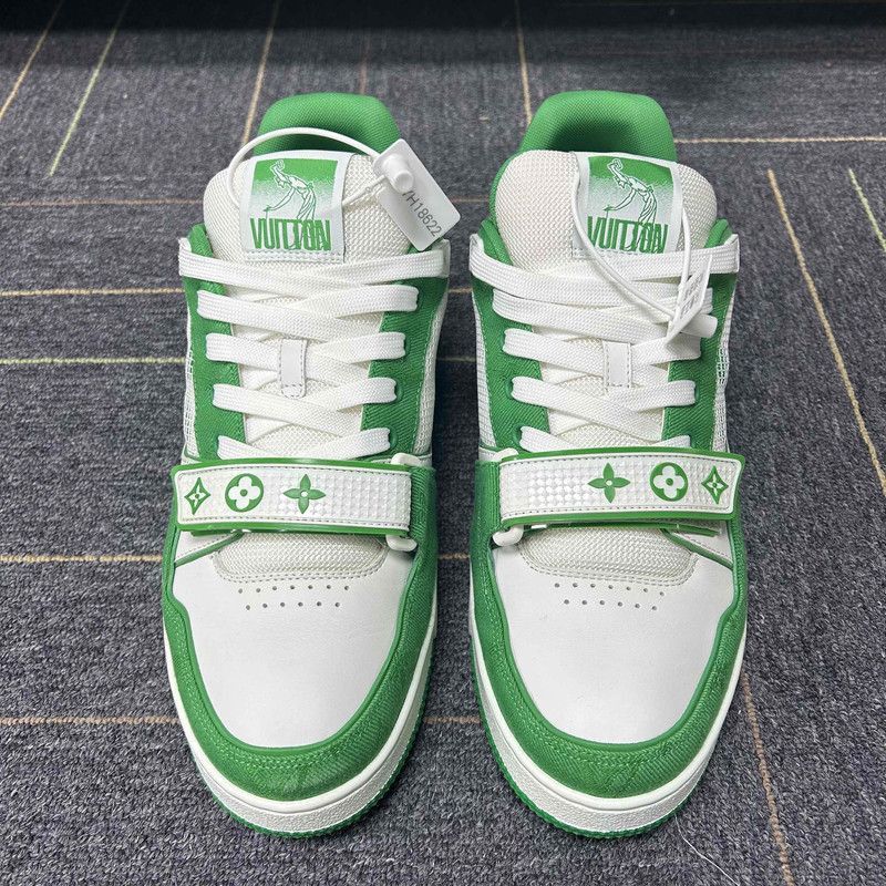 Louis Vuitton Louis Vuitton Trainer Low Top Sneakers in White Green -2508 Size US 8.5 / EU 41-42 - 2 Thumbnail