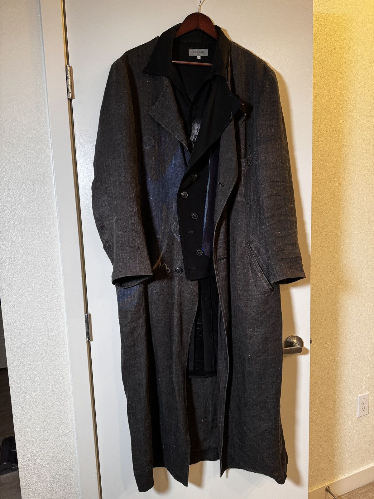 image of Yohji Yamamoto 20Ss Runway Look1 Long Jacket in Black, Men's (Size Large)