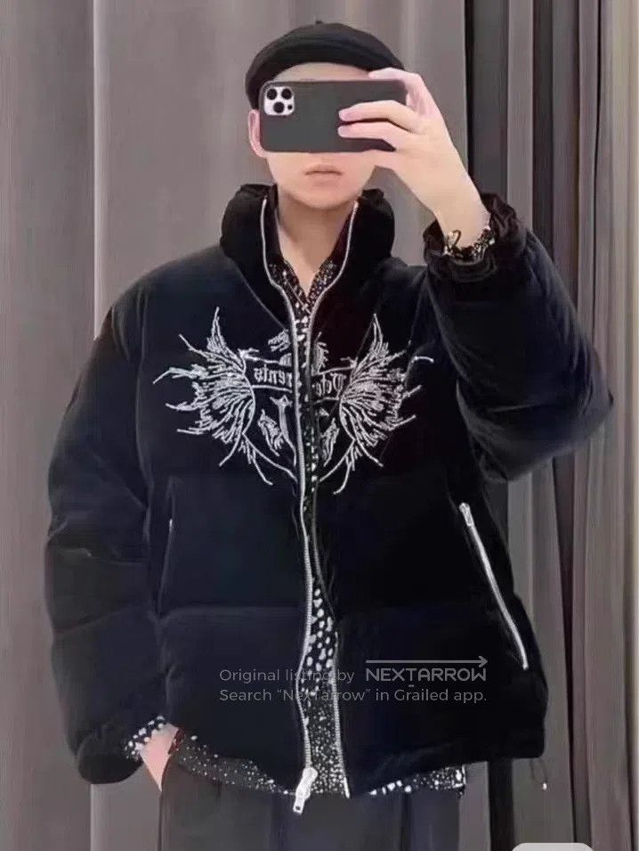 Vetements Vetements Black velvet hot-drilled down jacket Size US S / EU 44-46 / 1 - 5 Thumbnail