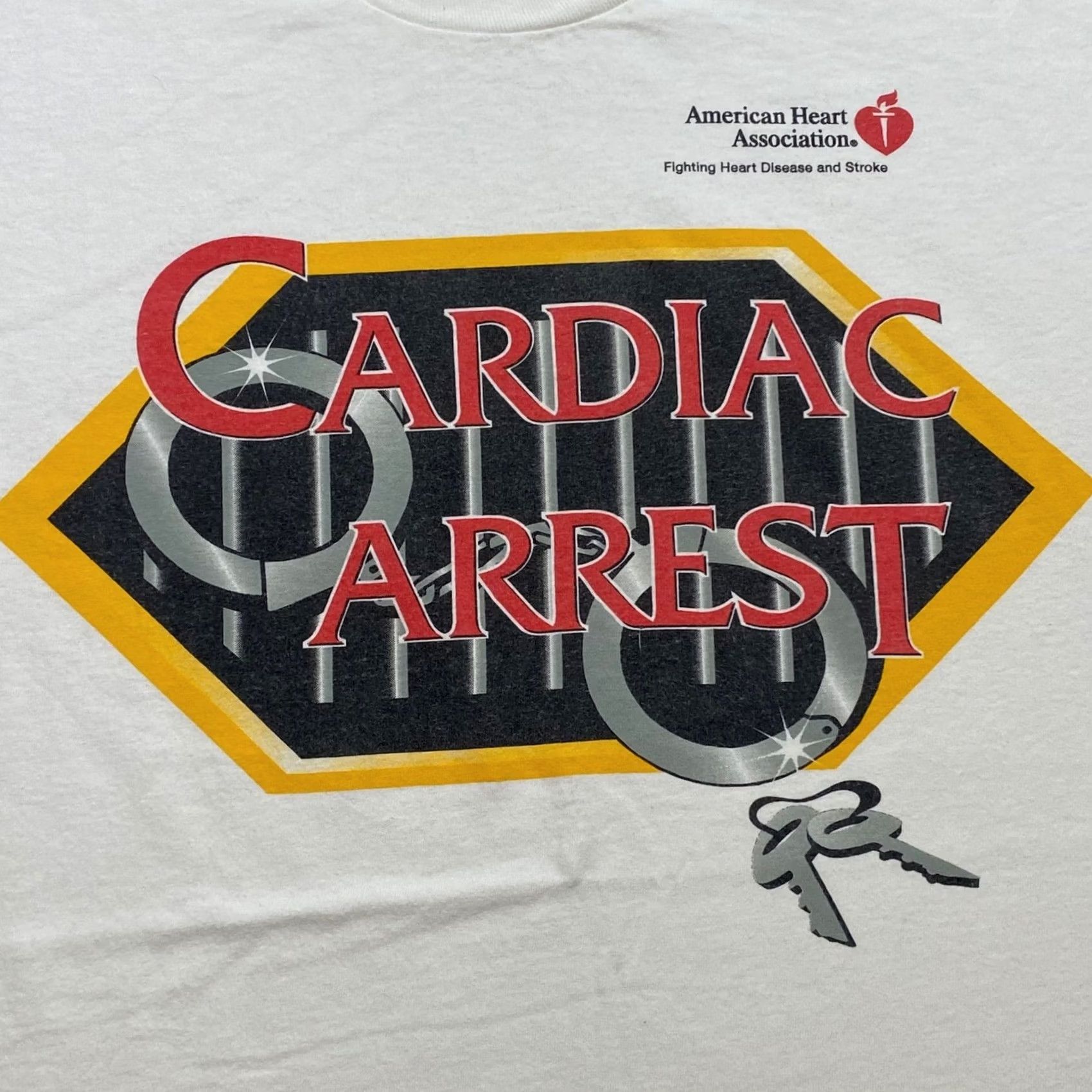 Vintage VINTAGE American Heart Association T-Shirt Men XL White Cardiac Arrest Graphic Size US XL / EU 56 / 4 - 2 Thumbnail