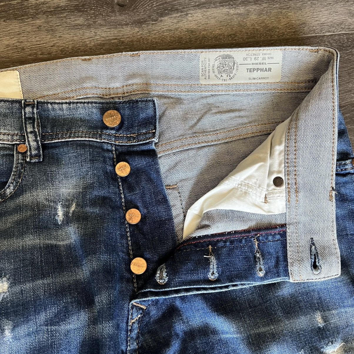 Diesel Vintage Diesel Tepphar Slim Wash Blue Denim Jeans 29x30 Y2K Size US 29 - 9 Thumbnail