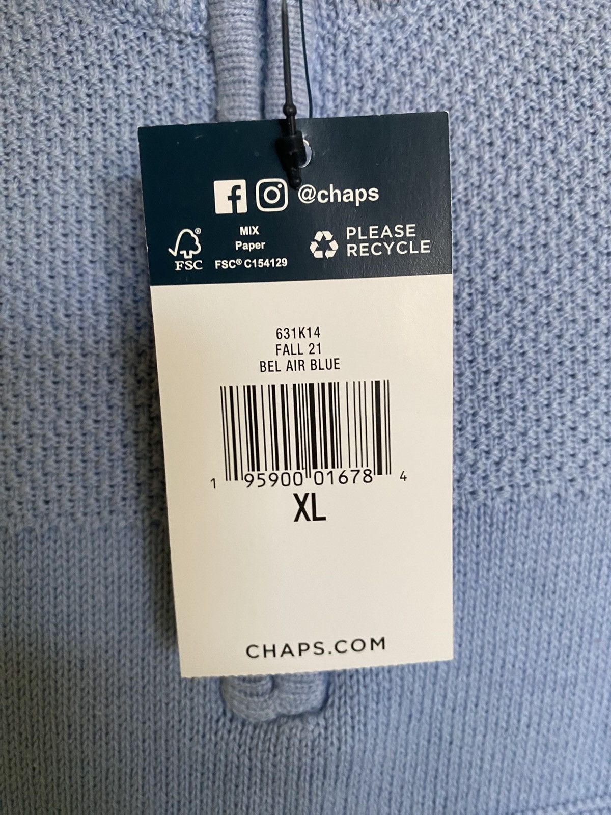 Chaps Chaps Men’s XL Mock Neck Pullover Sweater Blue Quarter Zip Size US XL / EU 56 / 4 - 5 Thumbnail