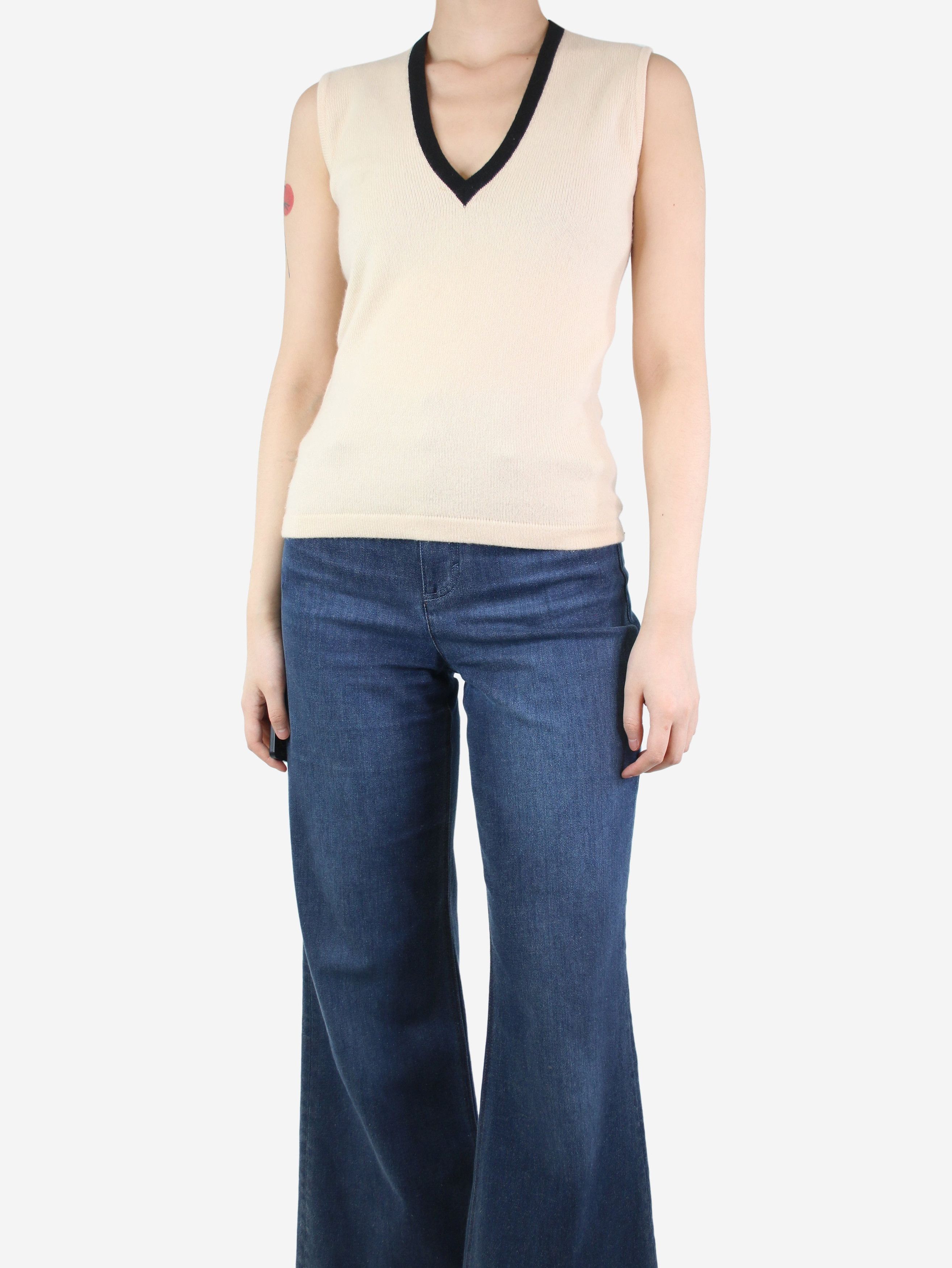 image of Chanel Cream Sleeveless Knit Vest - Size Uk 8, Women's