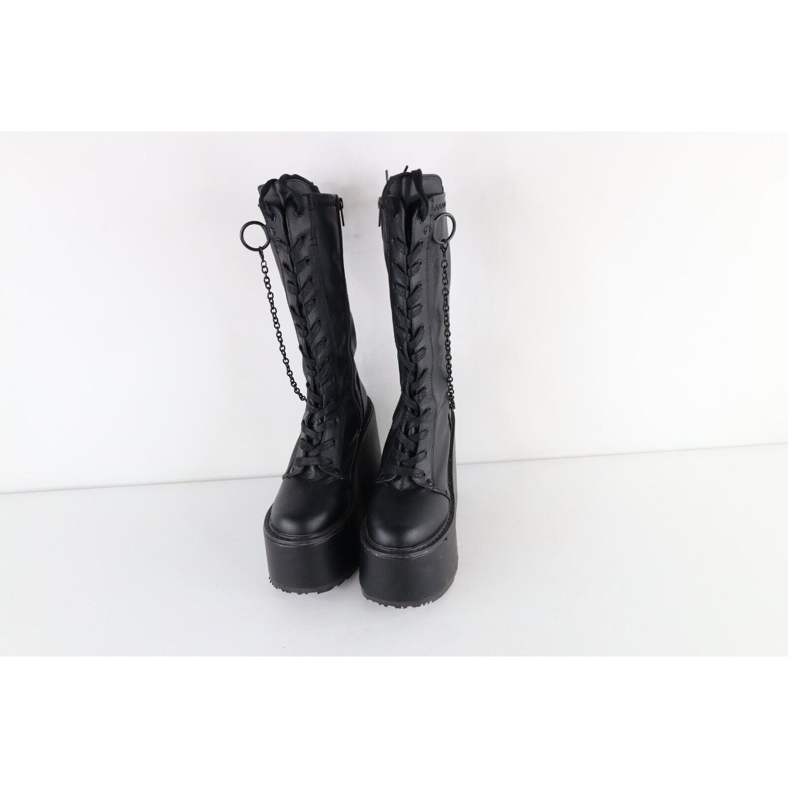 Vintage Vintage 90s Y2K Gothic Chain Dominatrix Platform Boots Size US 9 / IT 39 - 2 Thumbnail