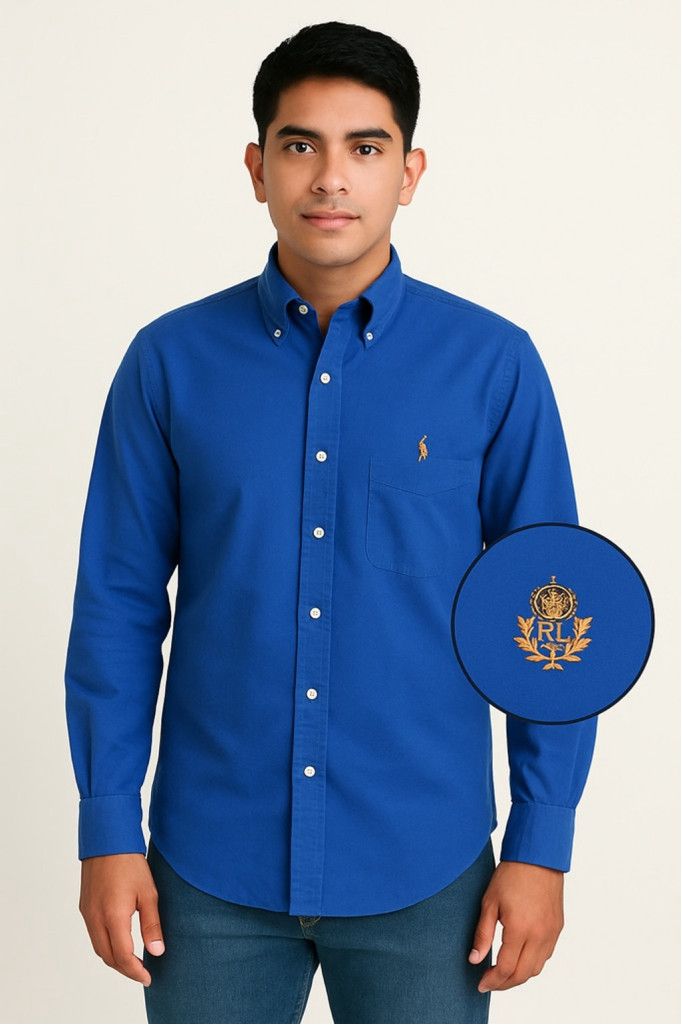 Ralph Lauren Lauren Ralph Lauren Royal Blue Crest Oxford Shirt | Size 10 Size L / US 10 / IT 46 - 1 Thumbnail