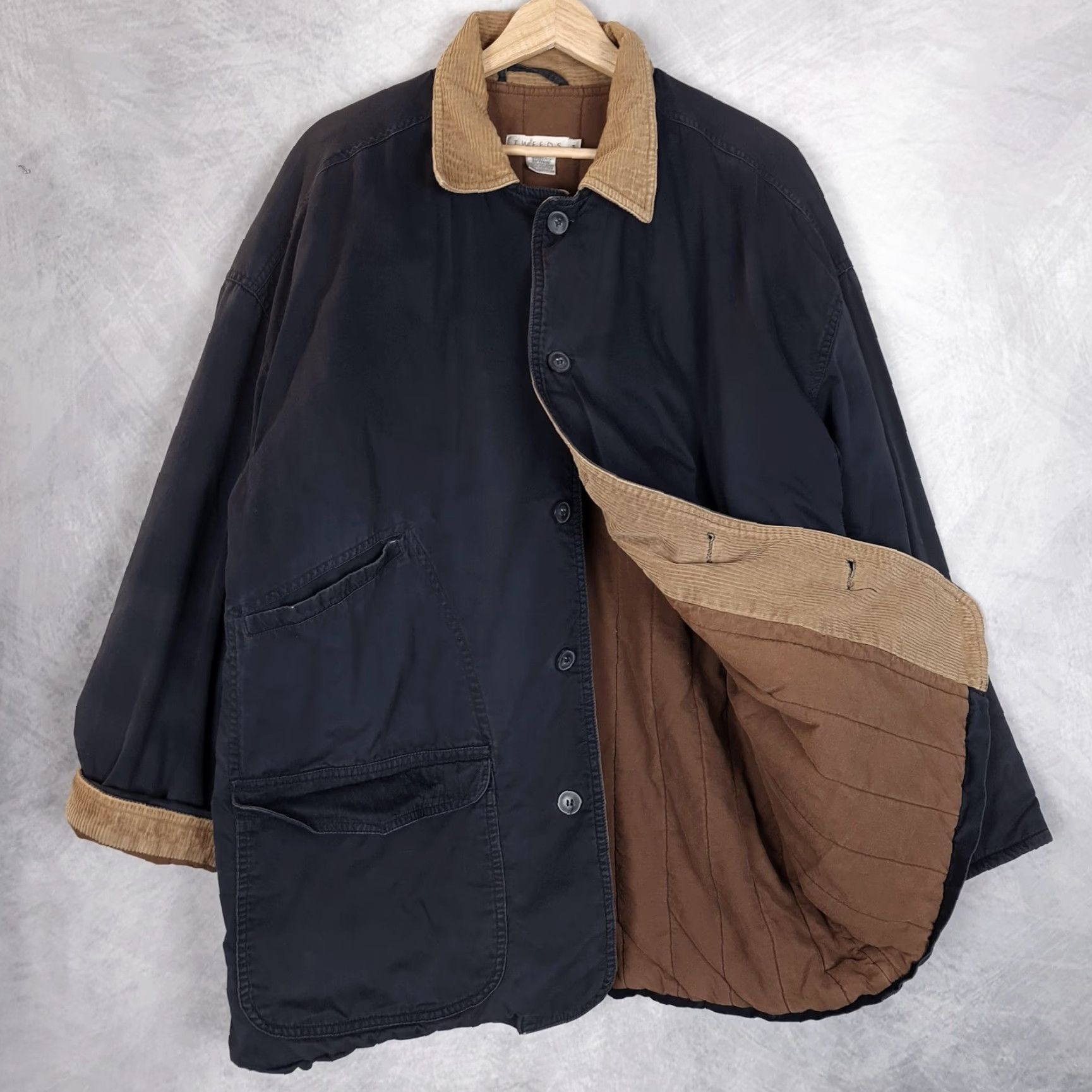 Vintage Tweeds Coat Mens Medium Blue Canvas Barn Chore Corduroy Collar Lined Field Size US M / EU 48-50 / 2 - 2 Thumbnail