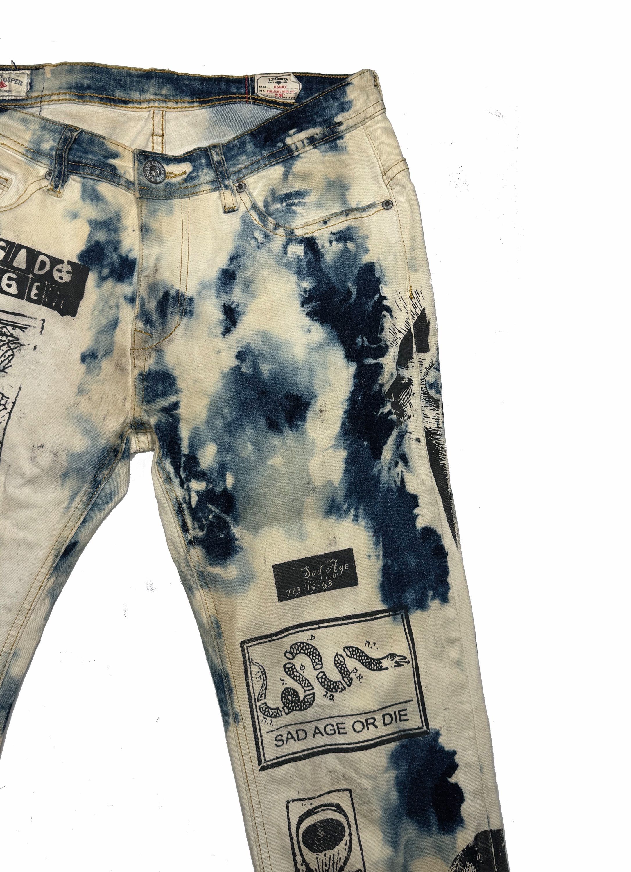 Lee Lee Cooper Reworked Bleached Jeans Size 29" - 3 Thumbnail