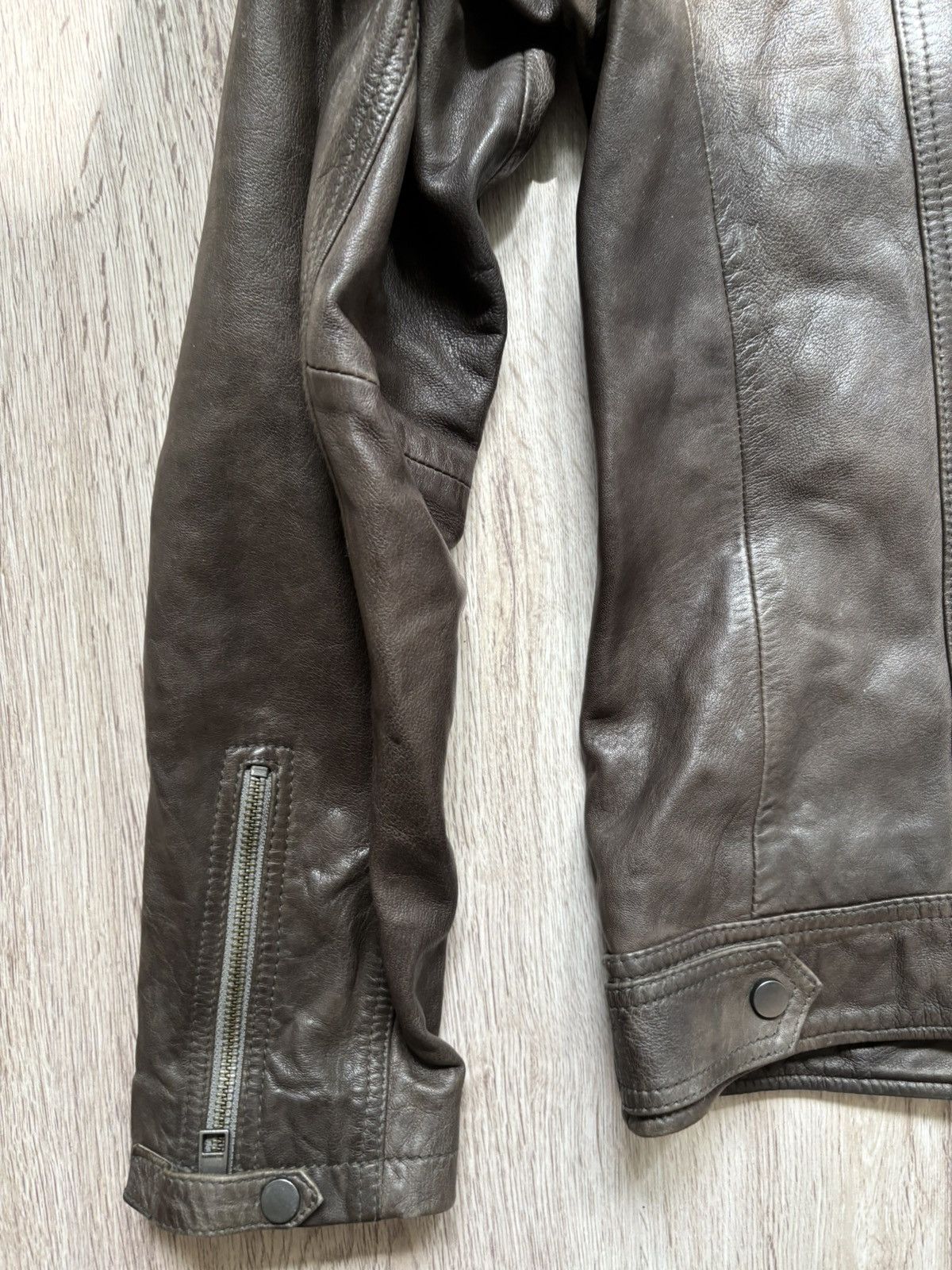 Allsaints AllSaints Conroy Leather Biker Jacket Men Size S Brown Moto Size US S / EU 44-46 / 1 - 15 Thumbnail