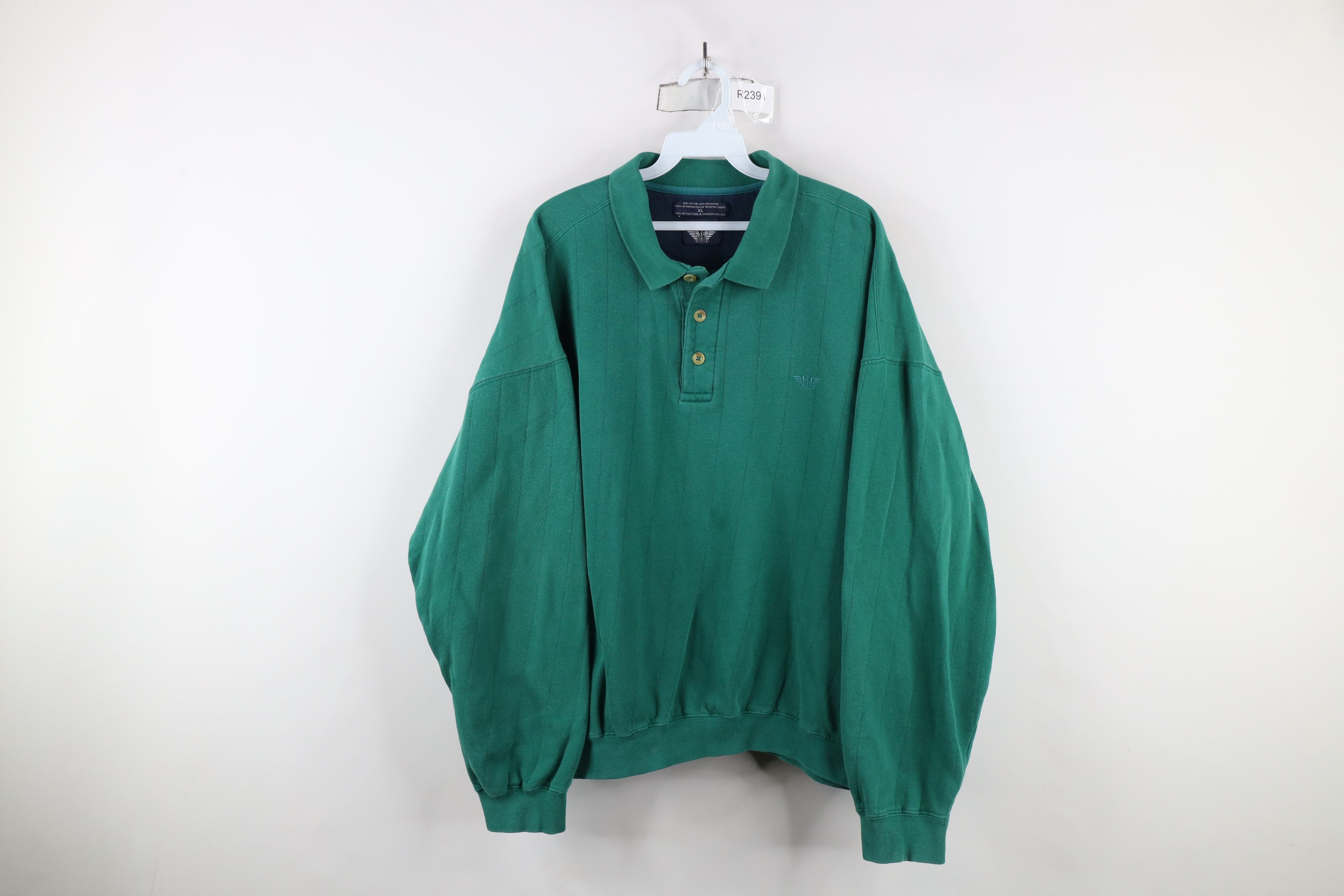 Vintage Vintage 90s Streetwear Collared Pullover Sweatshirt Green Size US XL / EU 56 / 4 - 1 Thumbnail