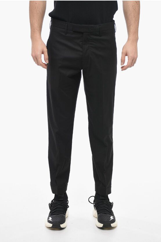 image of Neil Barrett Slim Fit Barrett Metal Pants With Belt Loops in Black, Men's (Size 31)