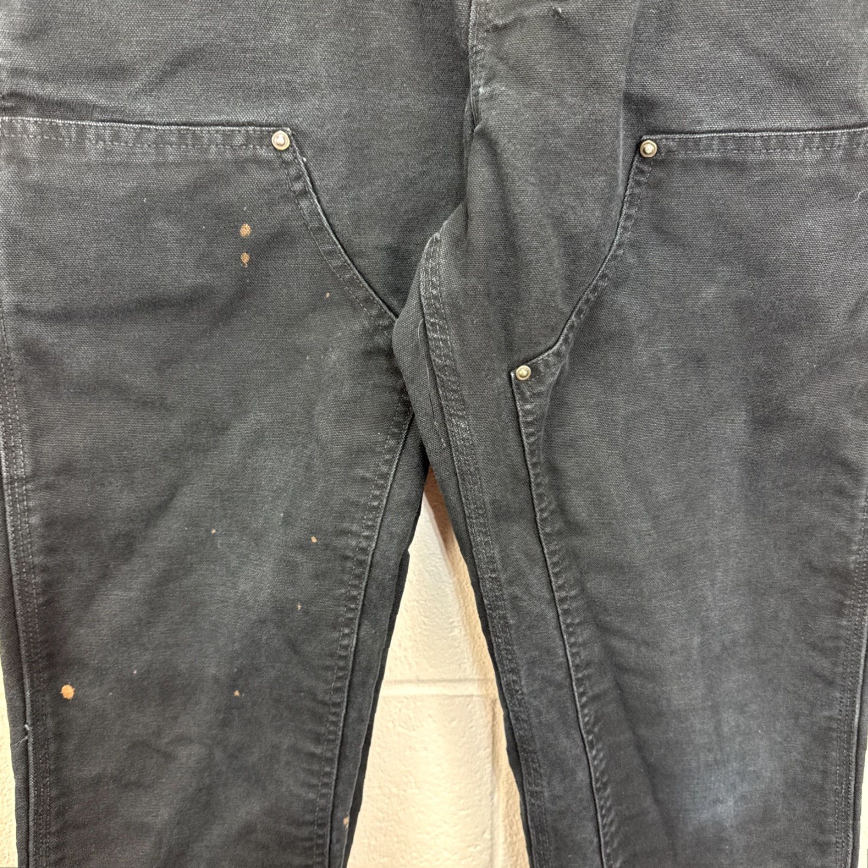 Carhartt VINTAGE Carhartt B136 Pants Carhartt Double Knee 29X30 Black Distressed Work Canvas 90s Grunge Mens Size US 29 - 5 Thumbnail