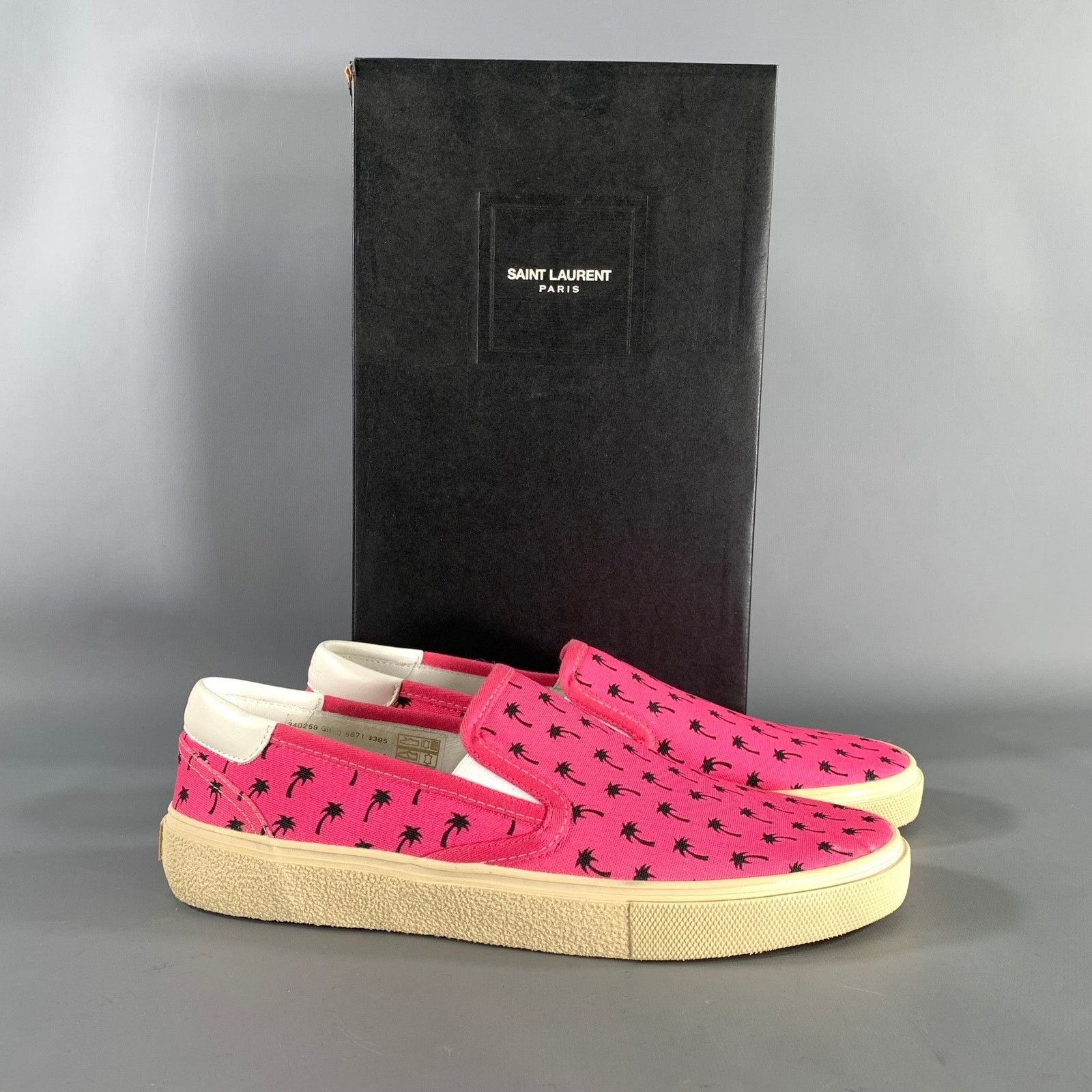 Saint Laurent Paris SAINT LAURENT Pink Black Palms Canvas Slip On Sneakers Size US 9.5 / EU 42-43 - 10 Thumbnail