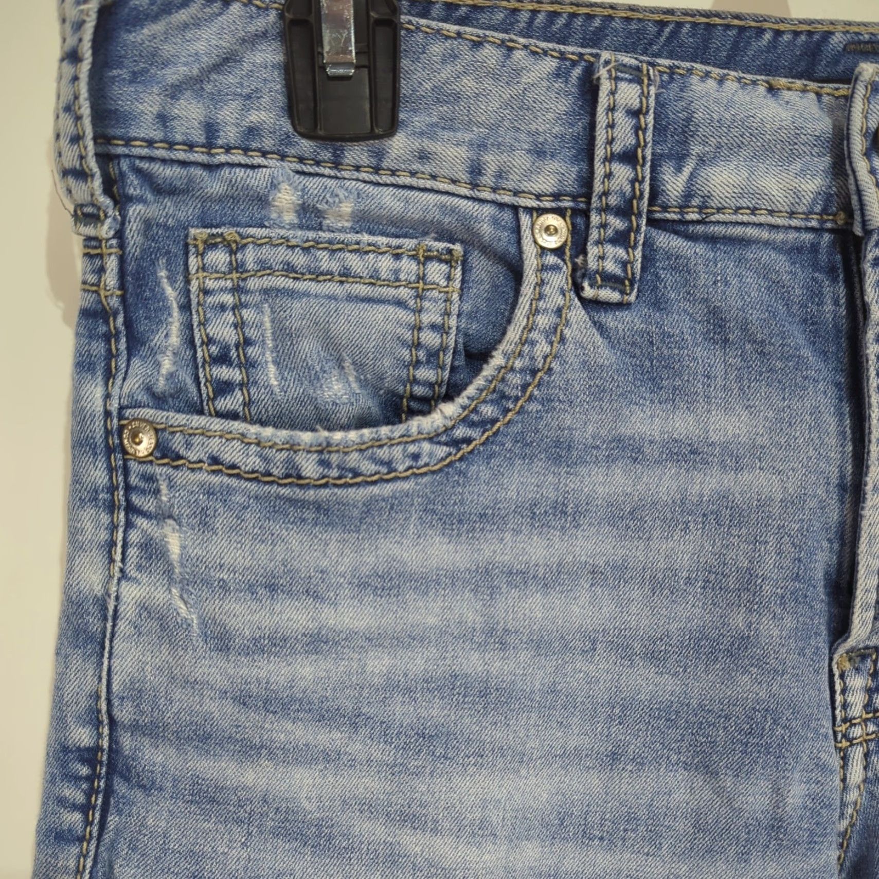 Silver Jeans Co. Silver Jeans Eddie Relaxed Straight Leg Mens 30x32 Distressed Medium Wash Jeans Size US 31 - 3 Thumbnail