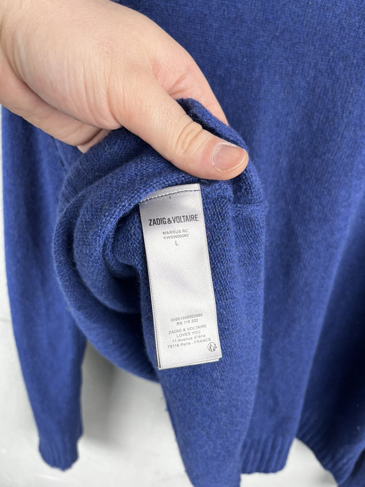 Zadig & Voltaire ZADIG&VOLTAIRE Markus Drop Shoulder Cashmere Sweater - Flag Size L / US 10 / IT 46 - 10 Thumbnail
