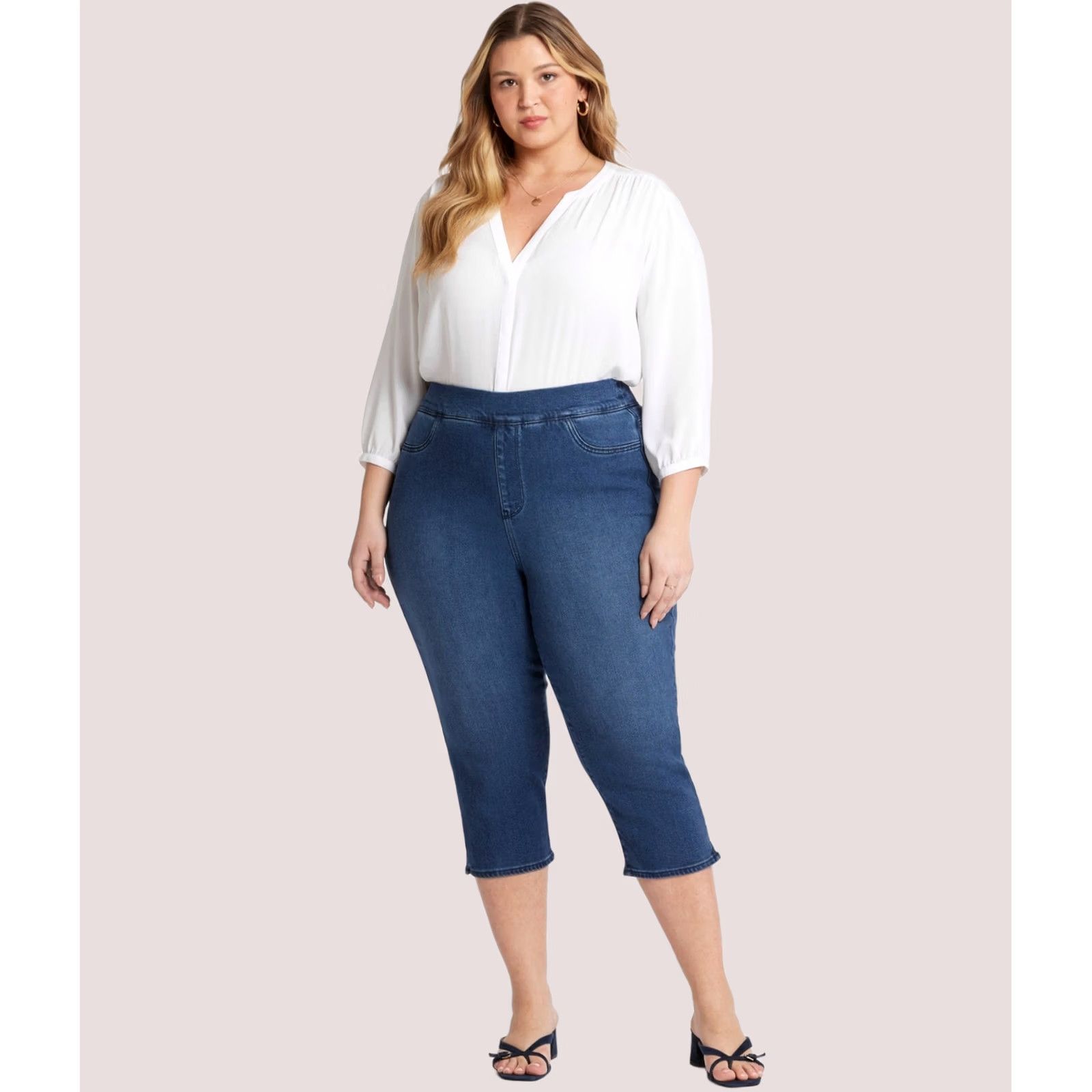 NYDJ NYDJ Dakota Straight Leg Cropped Jeans Womens Plus Size 2X 22L Regular Blue Size 40" / US 18 - 1 Preview