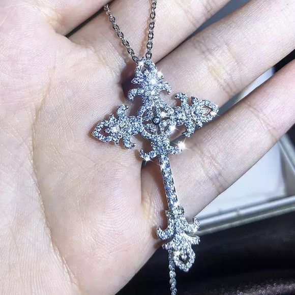 Other Unisex 925 Sterling Silver Plated Luxury Cross (2) Size ONE SIZE - 2 Thumbnail