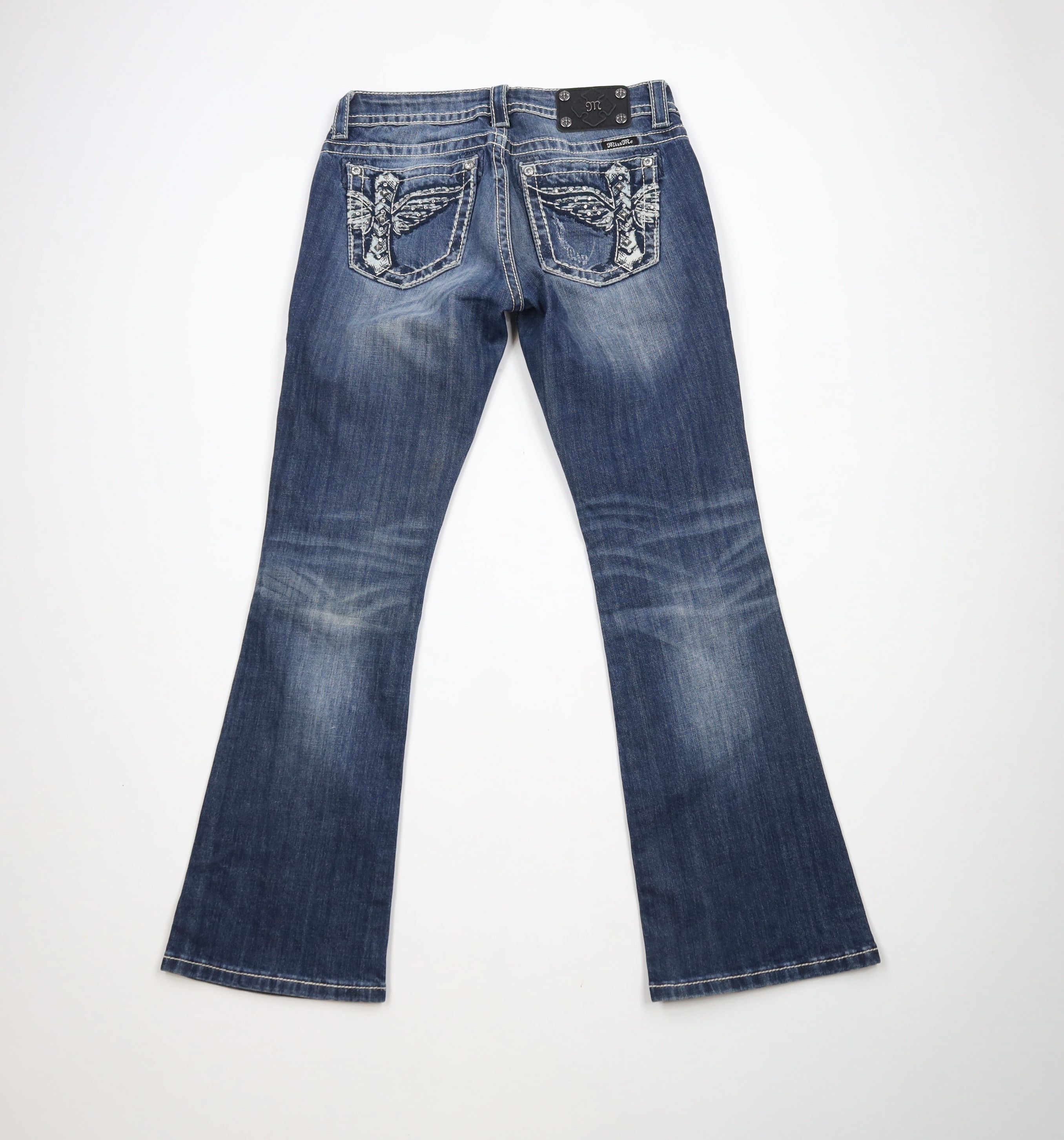 Miss Me × Vintage Miss Me Jeweled Wings Signature Rise Bootcut Denim Jeans Size 29" - 11 Thumbnail