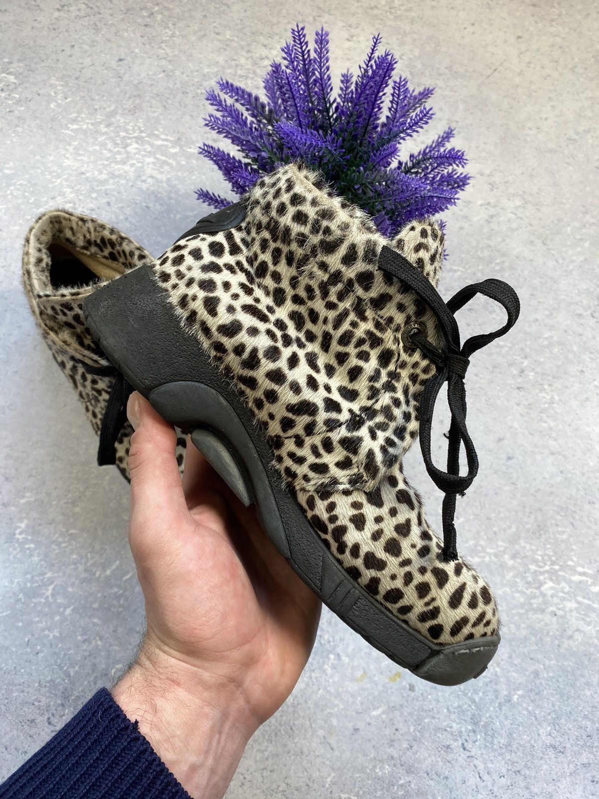 If Six Was Nine Vintage Y2K Bumper Pony Fur Leopard Lace Up Boots Size US 6 / IT 36 - 19 Thumbnail