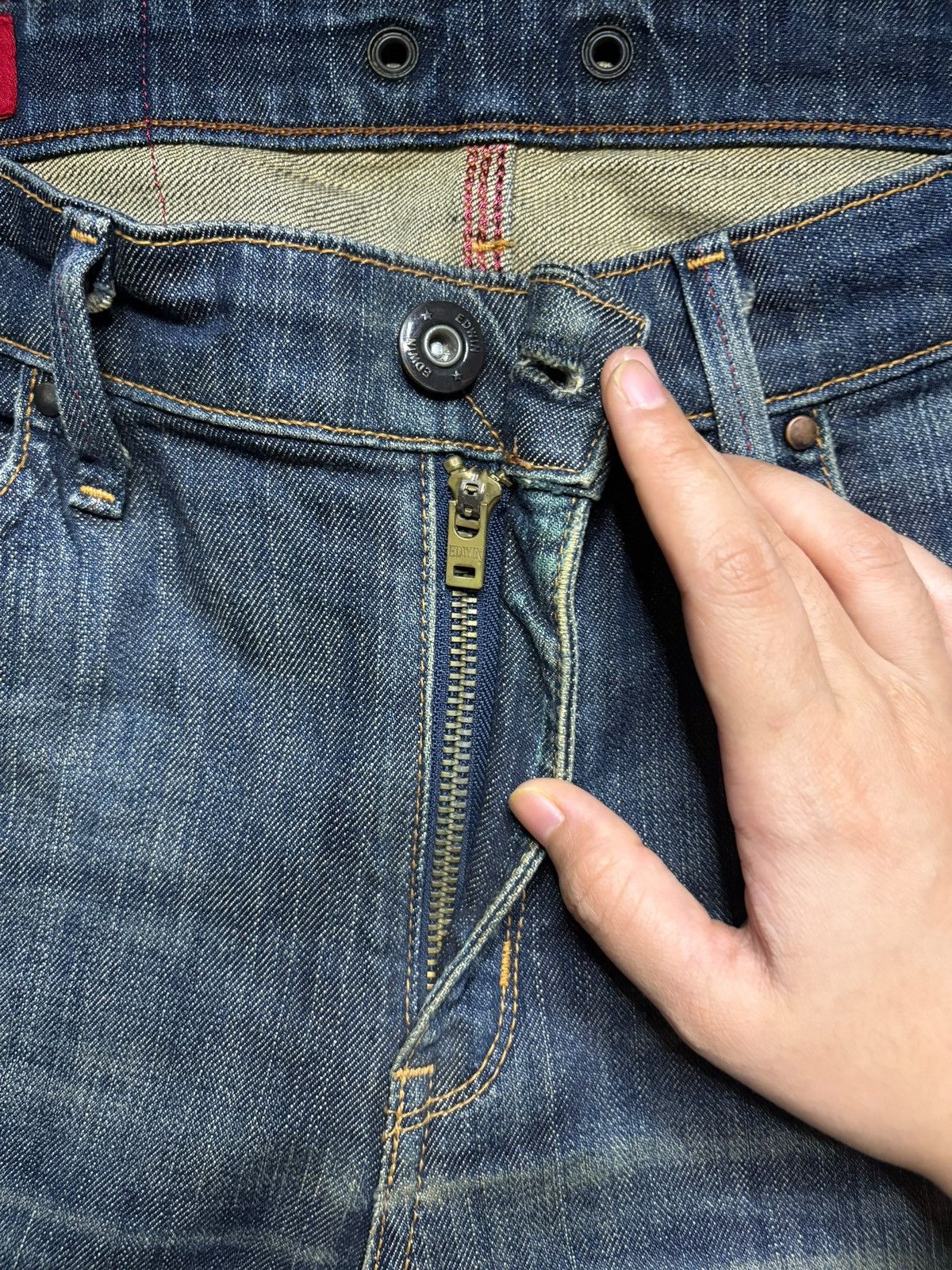 Edwin × Japanese Brand Vintage Edwin Blue Trip Rusty Mud Wash Distress Curve Jeans Size US 32 / EU 48 - 3 Thumbnail