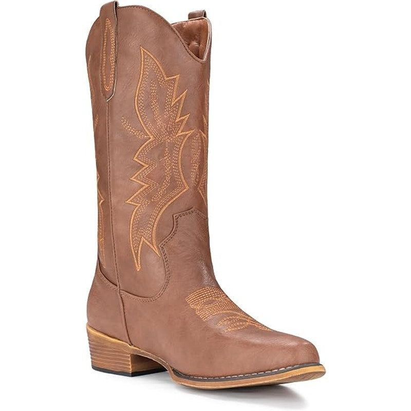 Other IUV Women's 8 Brown Faux Leather Embroidered Cowboy Boots Size US 8 / IT 38 - 1 Thumbnail