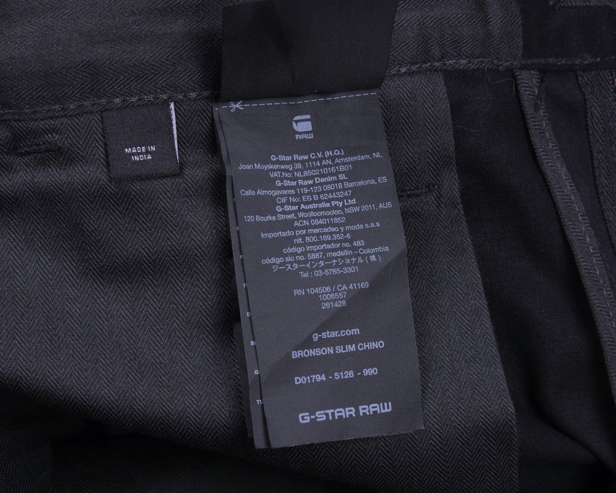 G-Star G-STAR RAW Bronson Slim Black Chino Pants Size US 30 / EU 46 - 19 Thumbnail