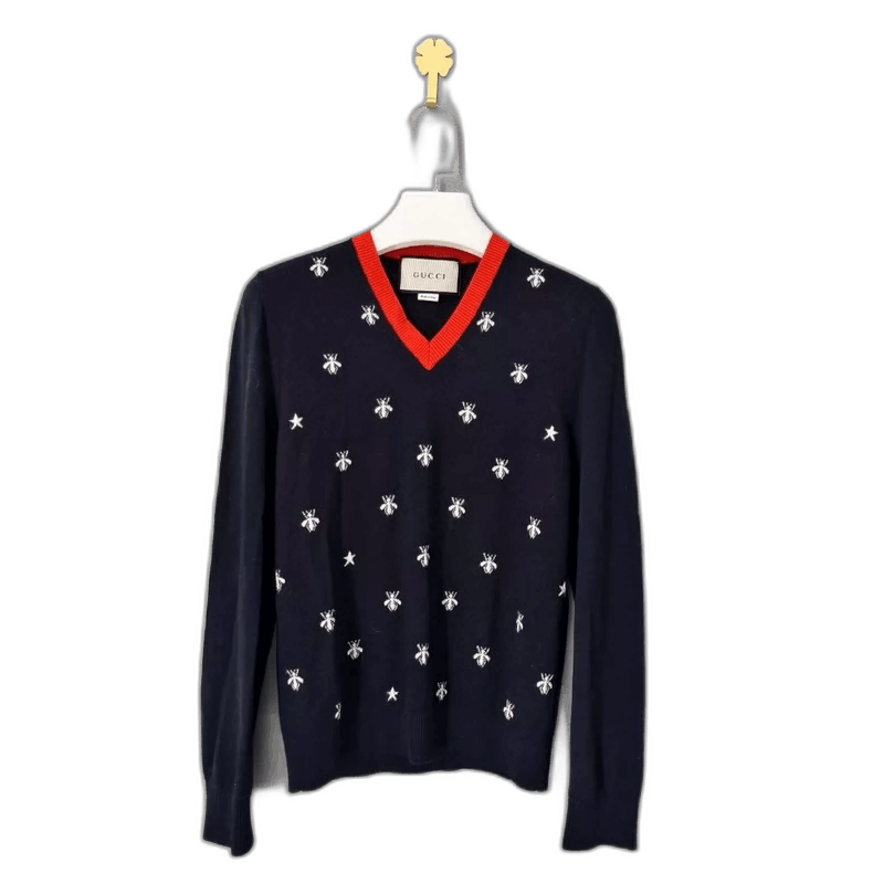 Gucci Gucci Embroidered VNeck Sweater for Women-2505 Size US S / EU 44-46 / 1 - 1 Thumbnail