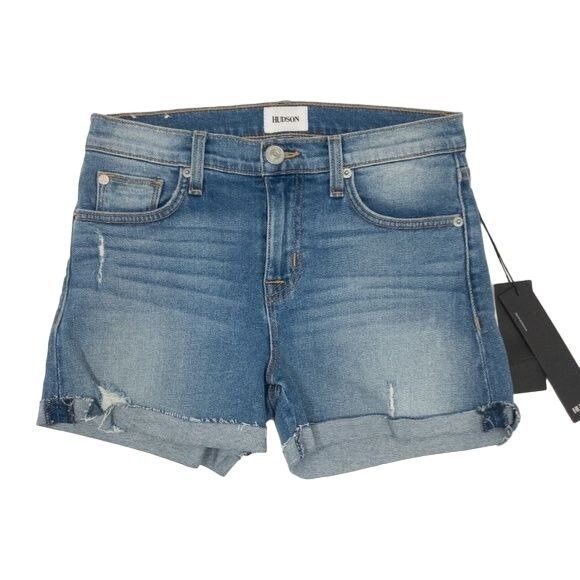 Hudson Hudson Distressed Blue Denim Shorts Size 25" / US 0 / IT 36 - 4 Thumbnail