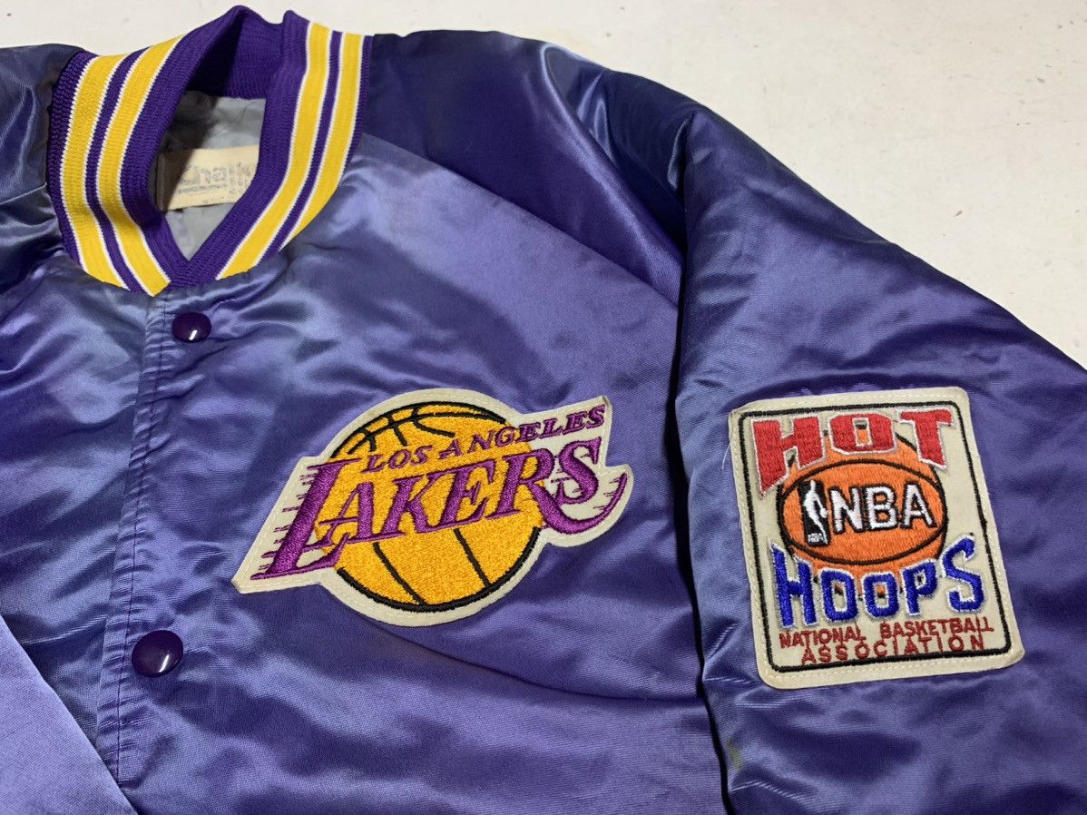 NBA Vintage Los Angeles lakers satin pocket chalk line Size US XL / EU 56 / 4 - 17 Thumbnail