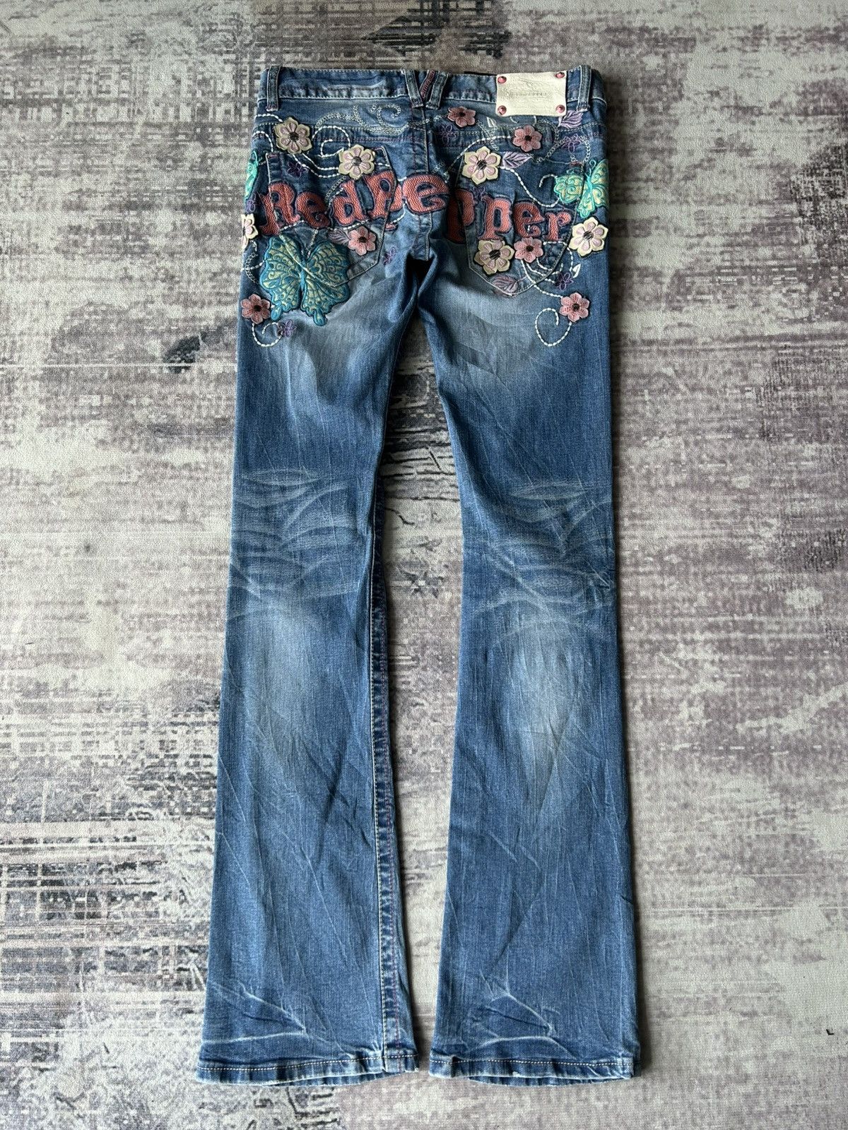 Ed Hardy Red Pepper Flared Butterfly Jeans | Grailed