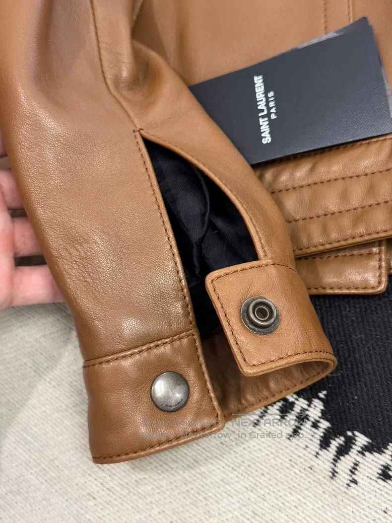 Saint Laurent Paris Saint Laurent Paris Gold Brown Leather Jacket Size XXS / US 00 / IT 34 - 3 Thumbnail