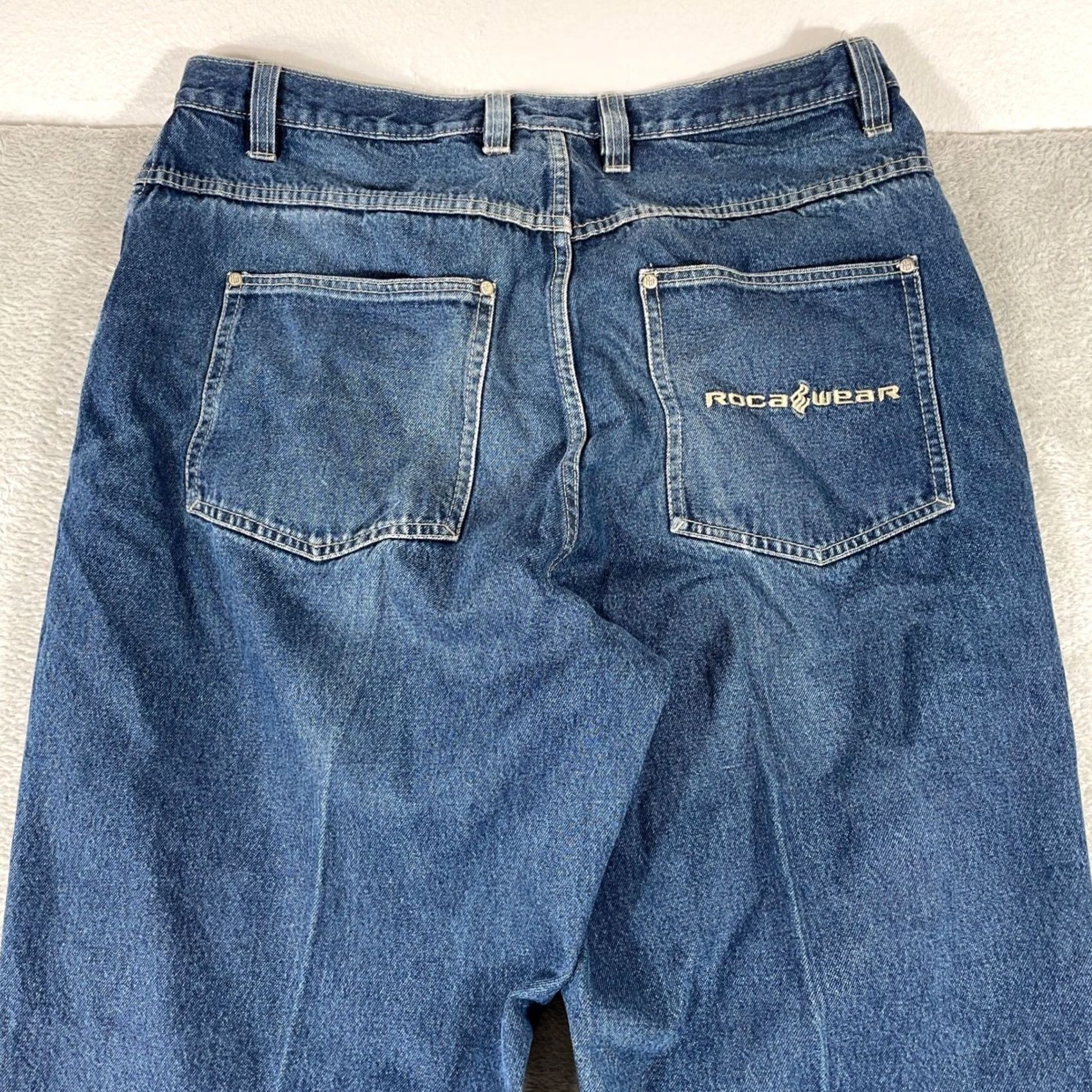 Rocawear Rocawear Jeans Mens 40x34 Blue Baggy Loose Fit Embroidered Denim Y2K Skater Hip Hop 90s Vintage Relaxed Wide-Leg Jeans Mens Size US 40 / EU 56 - 4 Thumbnail