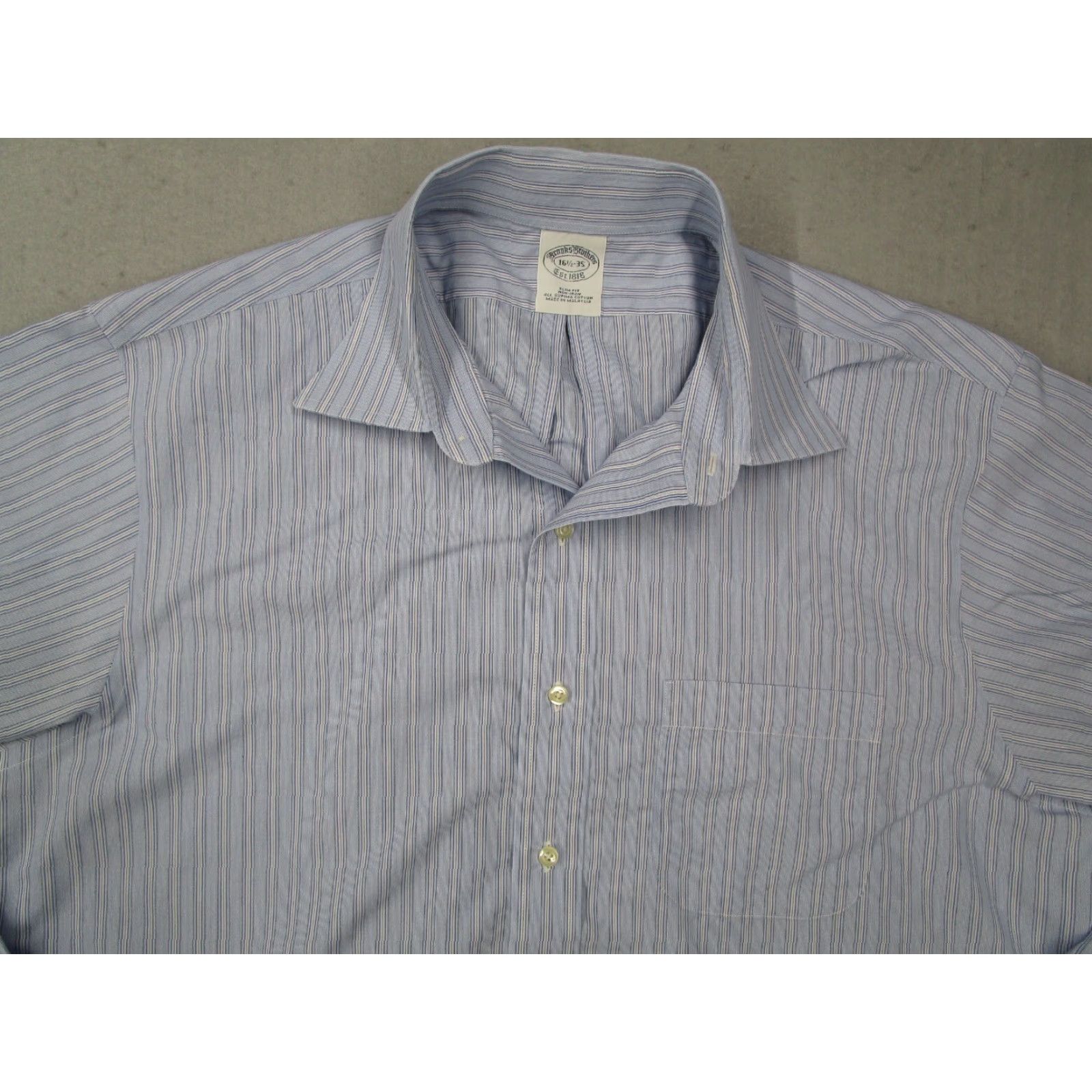 Brooks Brothers Brooks Brothers Dress Shirt Mens 16.5 35 Blue Striped Button Up Work Pima Cotton Size 34R - 2 Thumbnail
