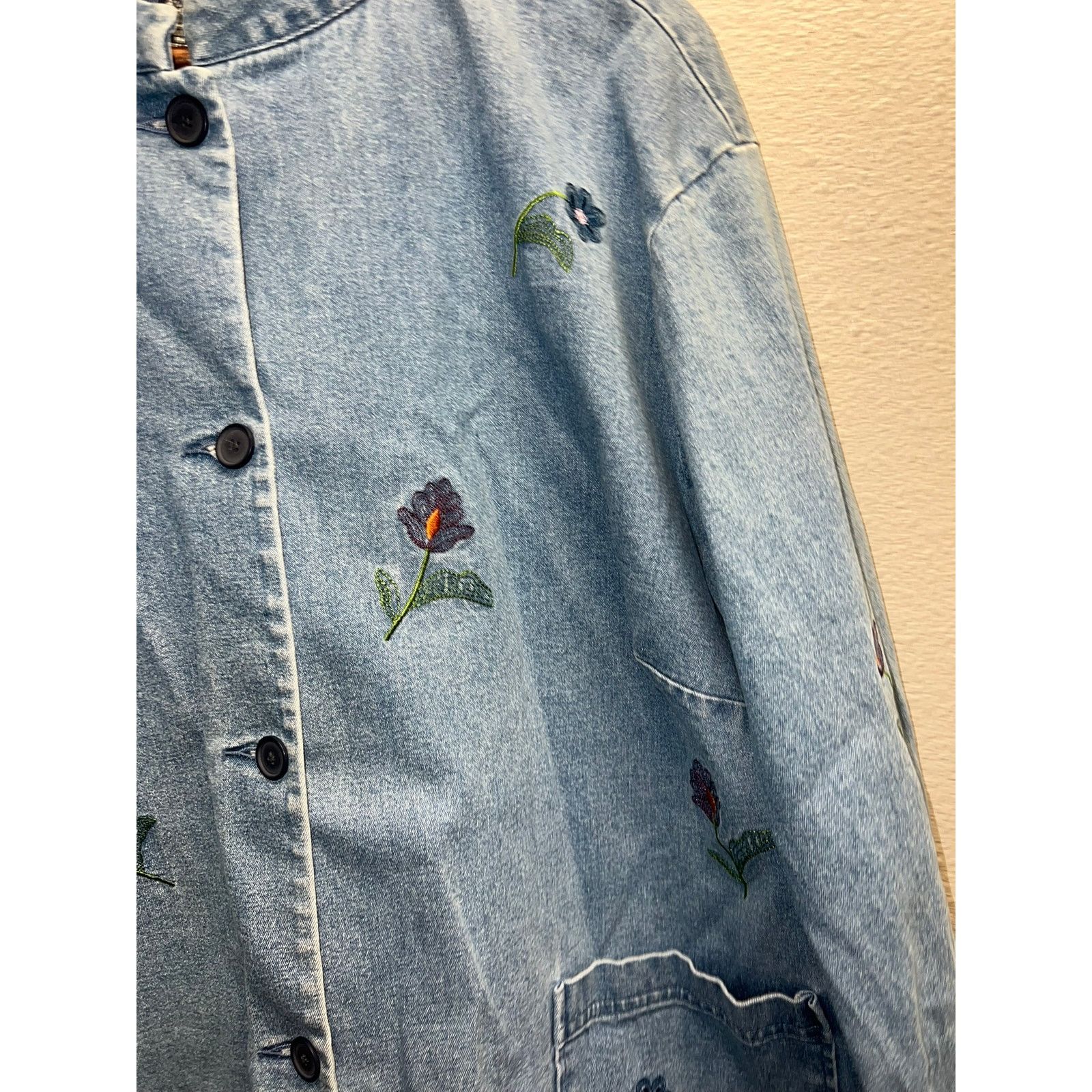 Vintage Vintage Denim Floral Jacket Denim & Co Button Up Jacket 1X Size XL / US 12-14 / IT 48-50 - 5 Thumbnail