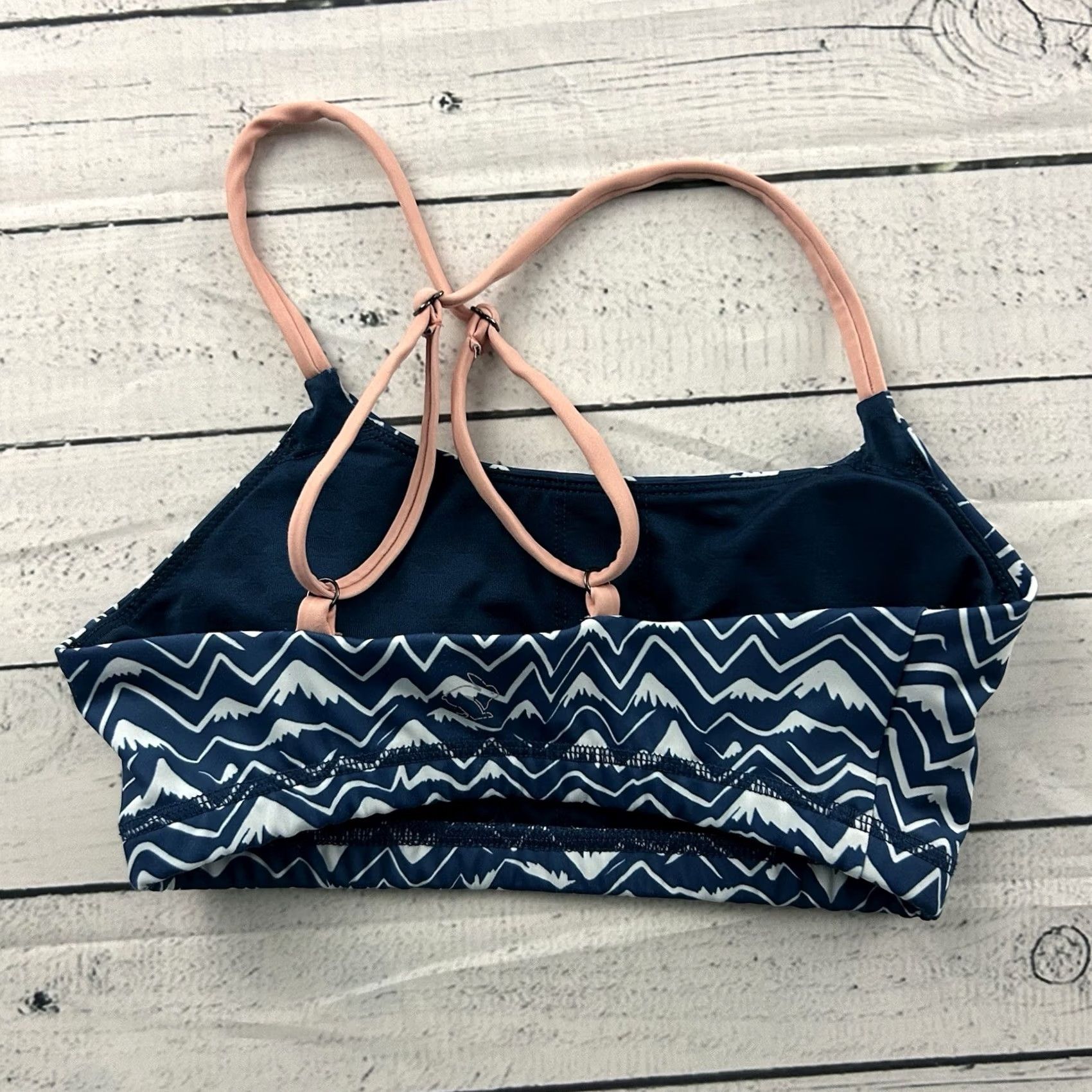 Vintage Rabbit Sports Bra Women's XS Blue Mountain Print EZ Bra-Vo Athletic Running Shirt/Top Size ONE SIZE - 3 Thumbnail
